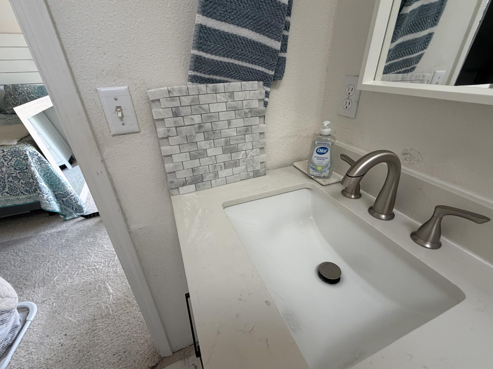 Delta Broadmoor Brushed Nickel Bathroom Faucet with Sprayer, 8 Inch 3 Hole Widespread Bathroom Sink Faucet with Pull Out Sprayer, Push-Pop Drain, SpotShield Stainless 35765LF-SPPD customer photo 2