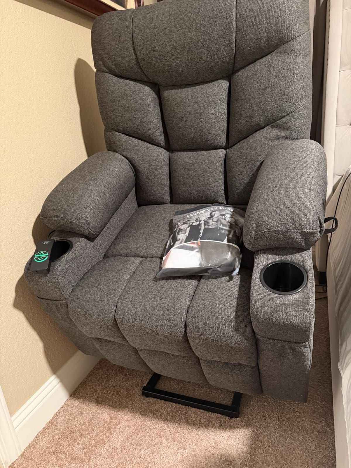 MCombo Power Lift Recliner for Elderly, Fabric 7287 (Dark Gray, Medium) | Assist with Standing, 140° Recline, 4.7
