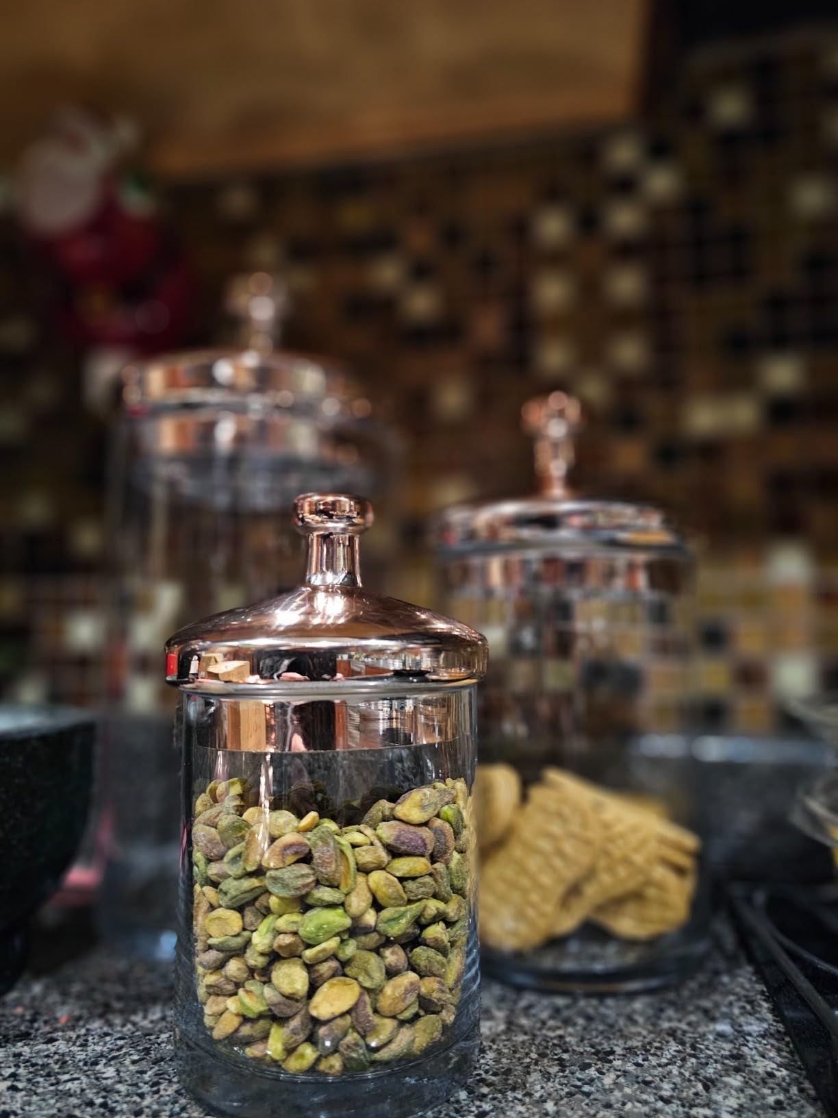 MyGift Glass Apothecary Cookie Jar Set with Copper Lid | Decorative Kitchen and Bath Storage Canisters, Wedding Centerpiece Jars, Candy Buffet with Lids customer photo 2