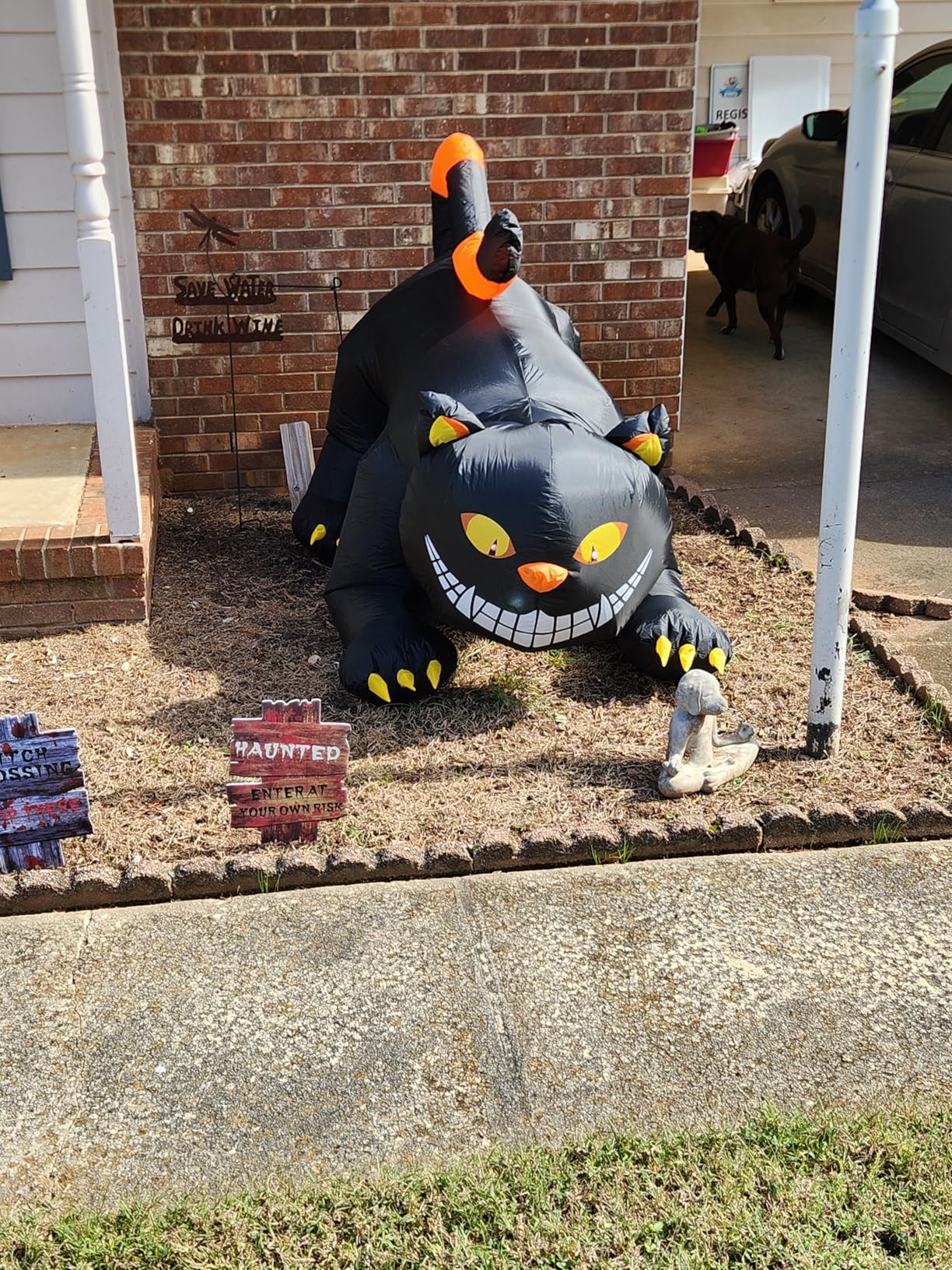 GOOSH 6 FT Halloween Inflatables Outdoor Black Cat with Shakable Head, Blow Up Yard Decoration with LED Lights Built-in for Holiday/Party/Yard/Garden customer photo 2