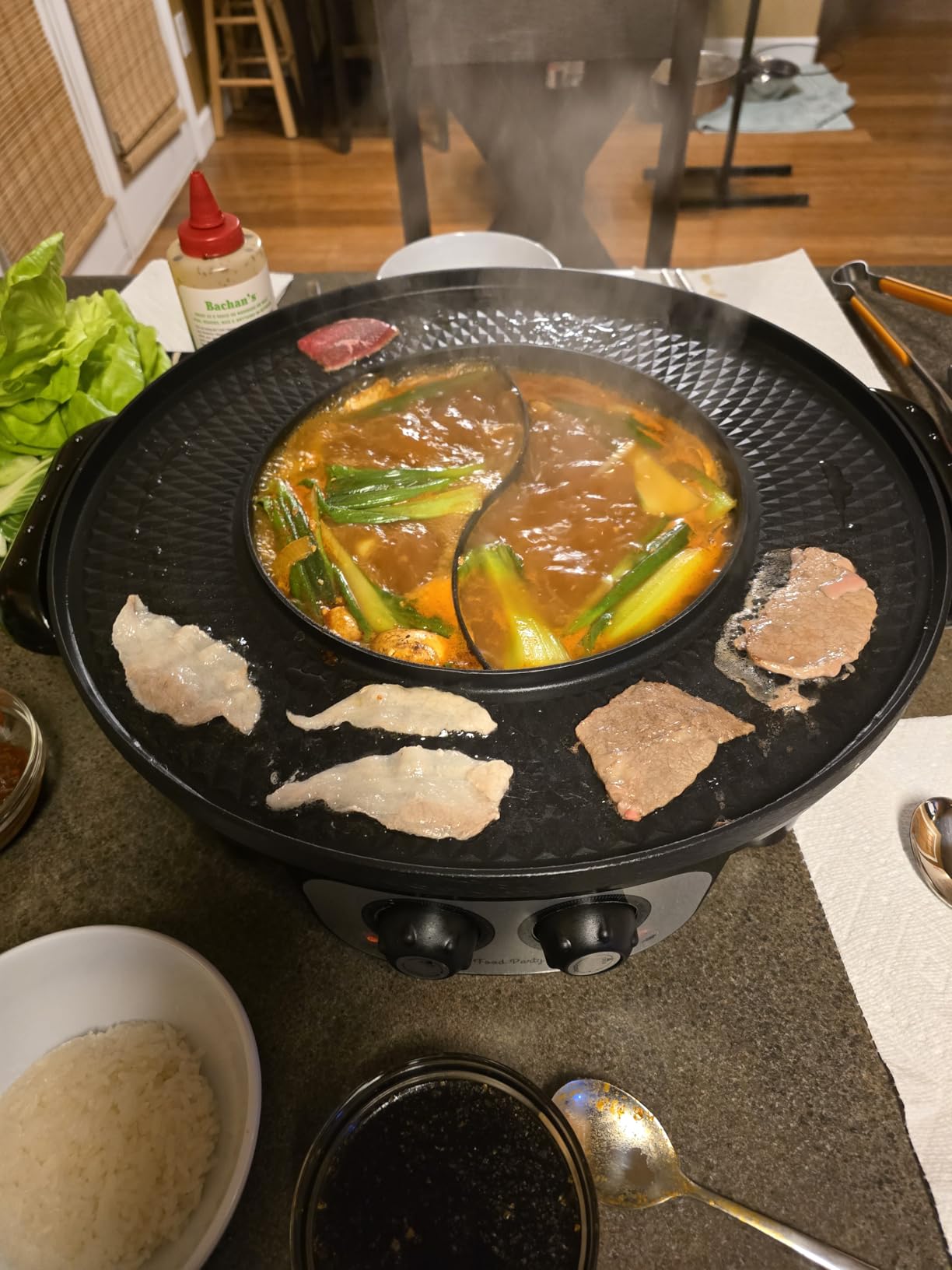 Food Party Hot Pot with Grill 2 in 1 Electric Smokeless Grill and Hotpot Pot Combo Korean BBQ Grill 110V 1700W customer photo 1