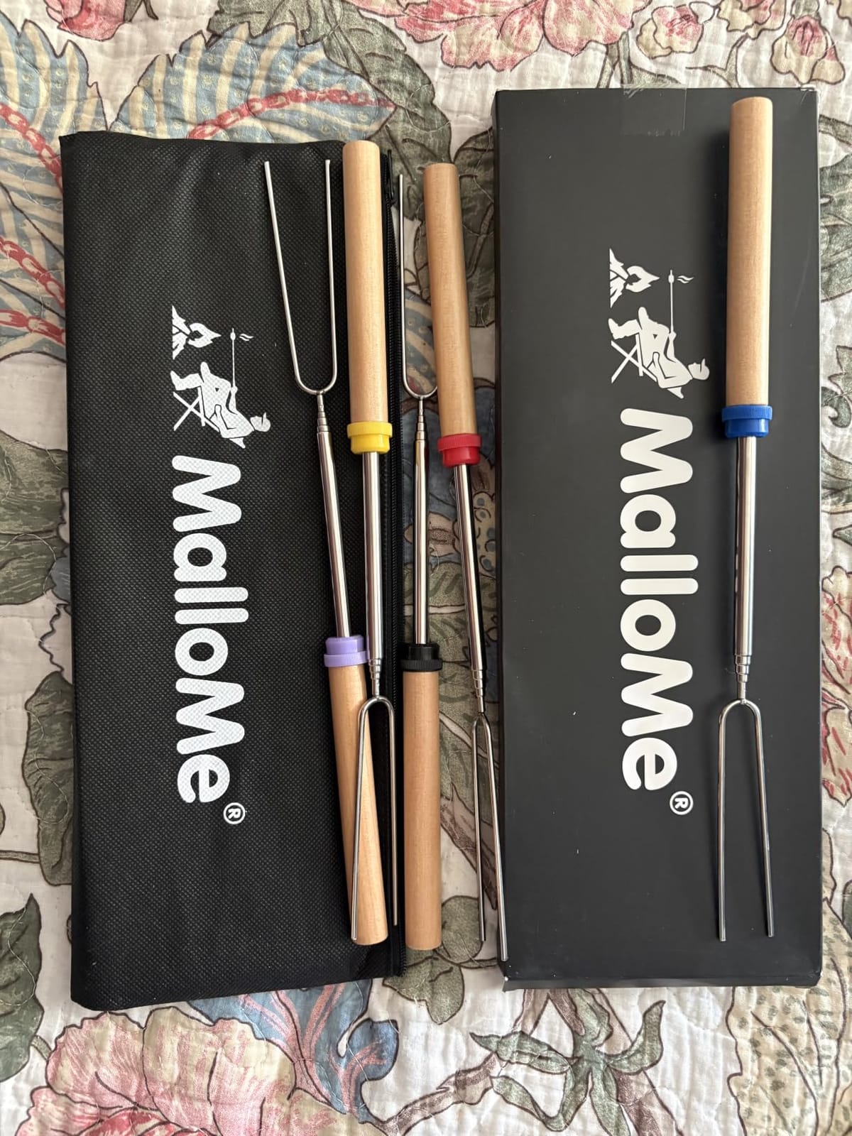 MalloMe Smores Sticks for Fire Pit Long - Marshmallow Roasting Sticks Smores Kit - Smore Skewers Hot Dog Fork Campfire Cooking Equipment, Camping Essentials S'mores Gear Outdoor Accessories 32