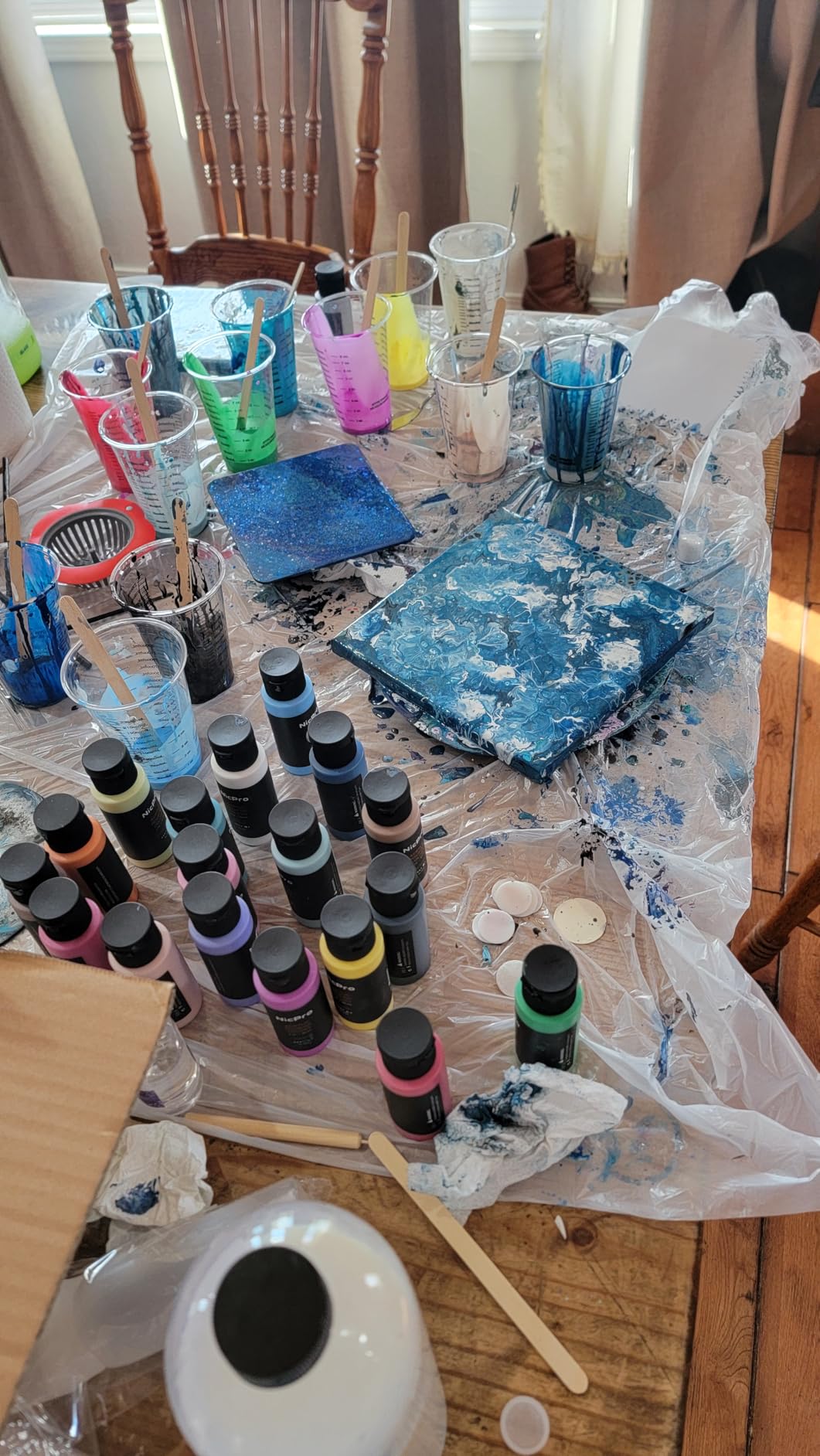Nicpro Acrylic Pouring Kit, Artist Starter Supplies Including 19 Colors | Acrylic Paints, Pouring Medium, Silicone Oil, Canvases, Gloves, Strainers, Mixing Stick, Instructions for Flow DIY Painting customer photo 2