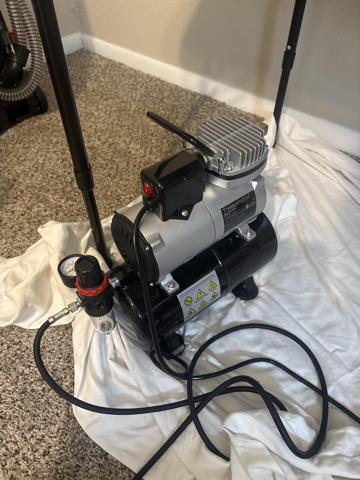 Timbertech Upgraded Airbrush Single-Piston Oil-free Mini Compressor ABPST08 with Cooling Fan, 3L Tank, Regulator, Moisture trap for Hobby, Body Tattoo, Model Painting, Automotive Graphic, Make-up customer photo 2