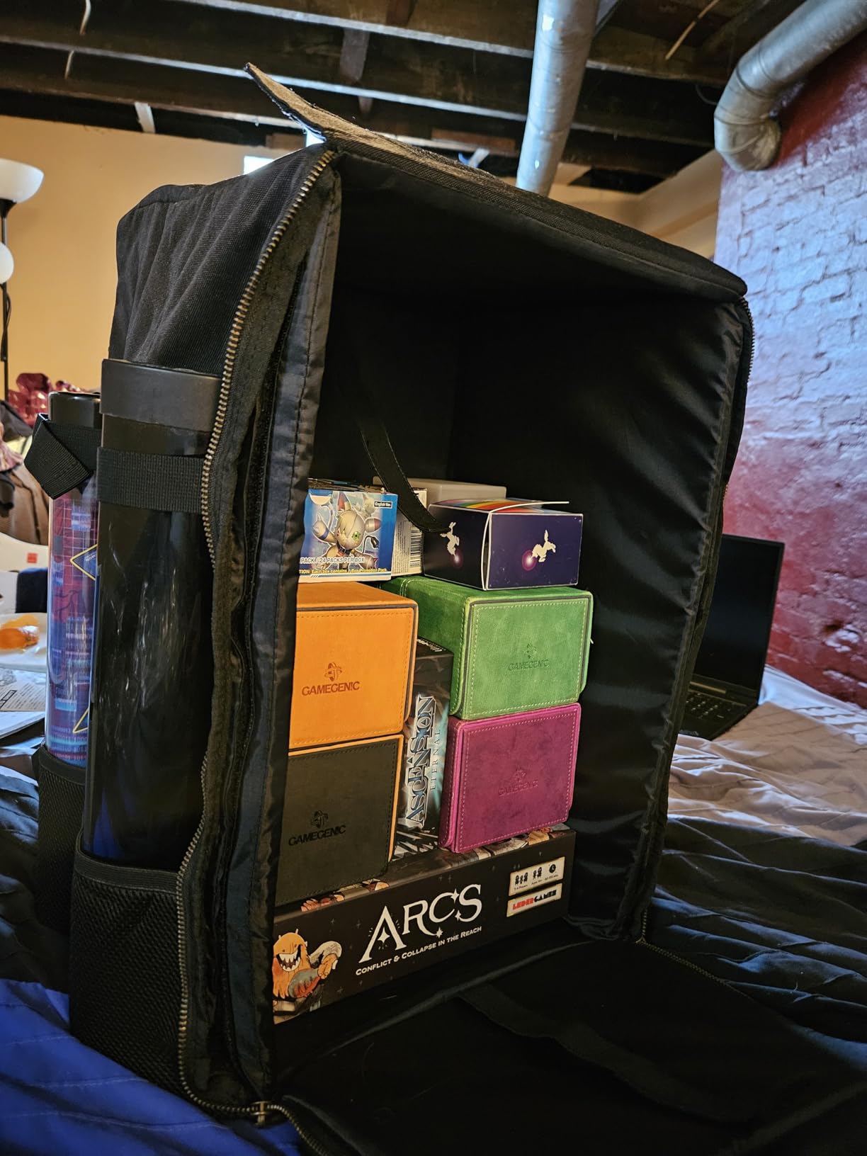 ENHANCE Board Game Backpack - Reinforced Rigid Board Game Storage with Padded Shoulder Straps, Carrying Handle, and Accessories Pockets customer photo 2