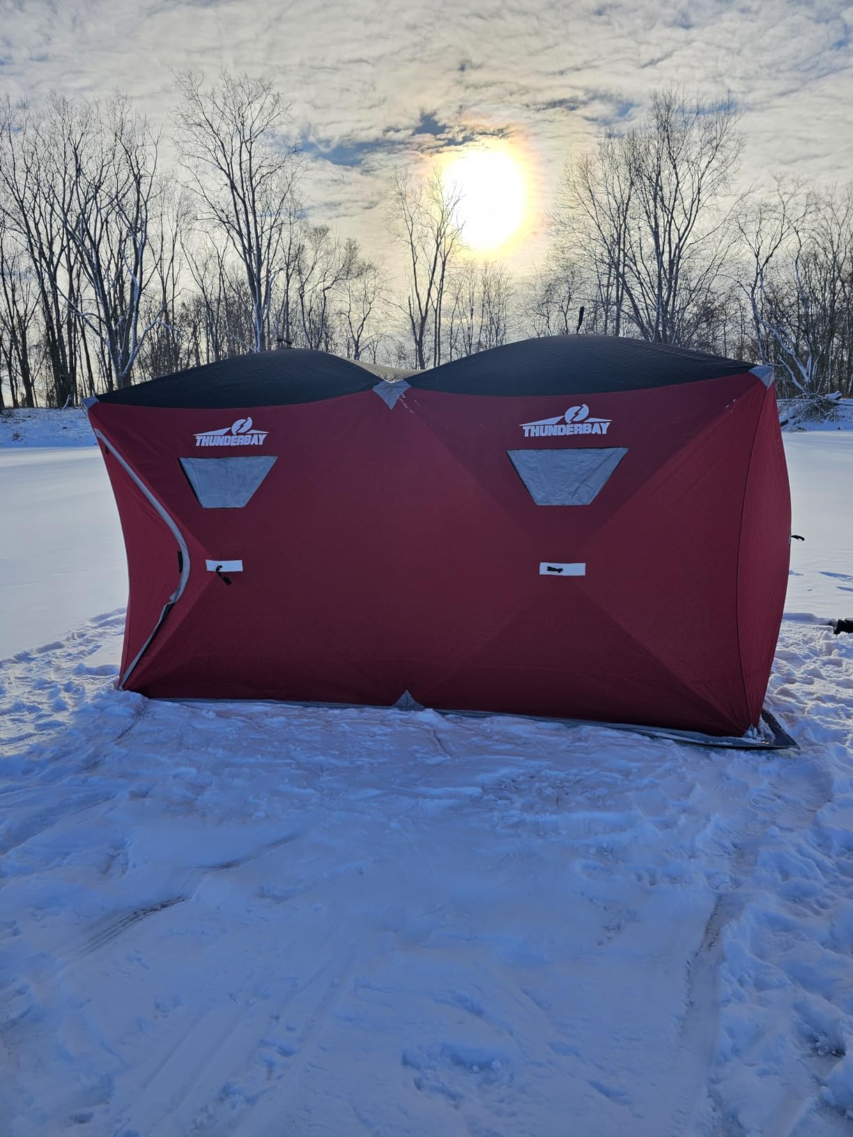 THUNDERBAY Ice Cube Series Pop-Up Hub-Style Ice Fishing Shelter, 68-112 Square Feet of Fishable Area, Portable 6-8 Person Ice Shanty customer photo 1