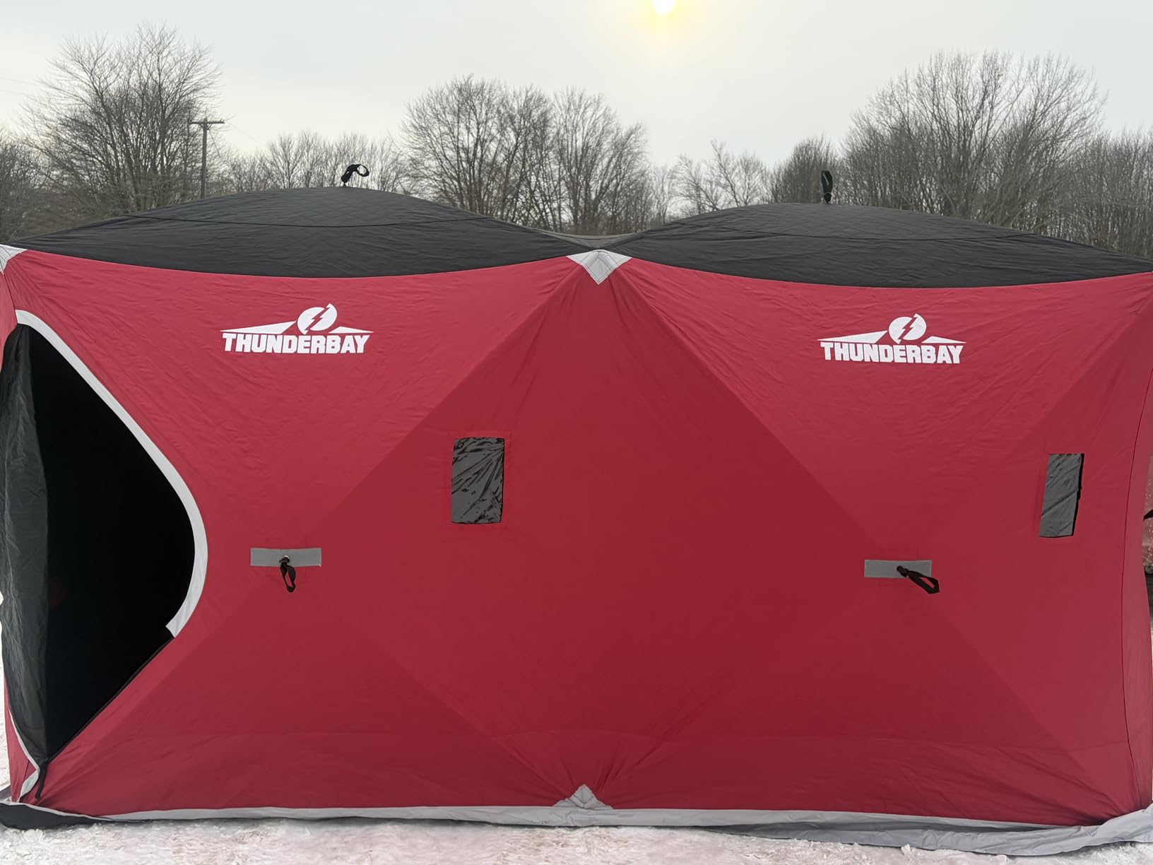 THUNDERBAY Ice Cube Series Pop-Up Hub-Style Ice Fishing Shelter, 68-112 Square Feet of Fishable Area, Portable 6-8 Person Ice Shanty customer photo 2
