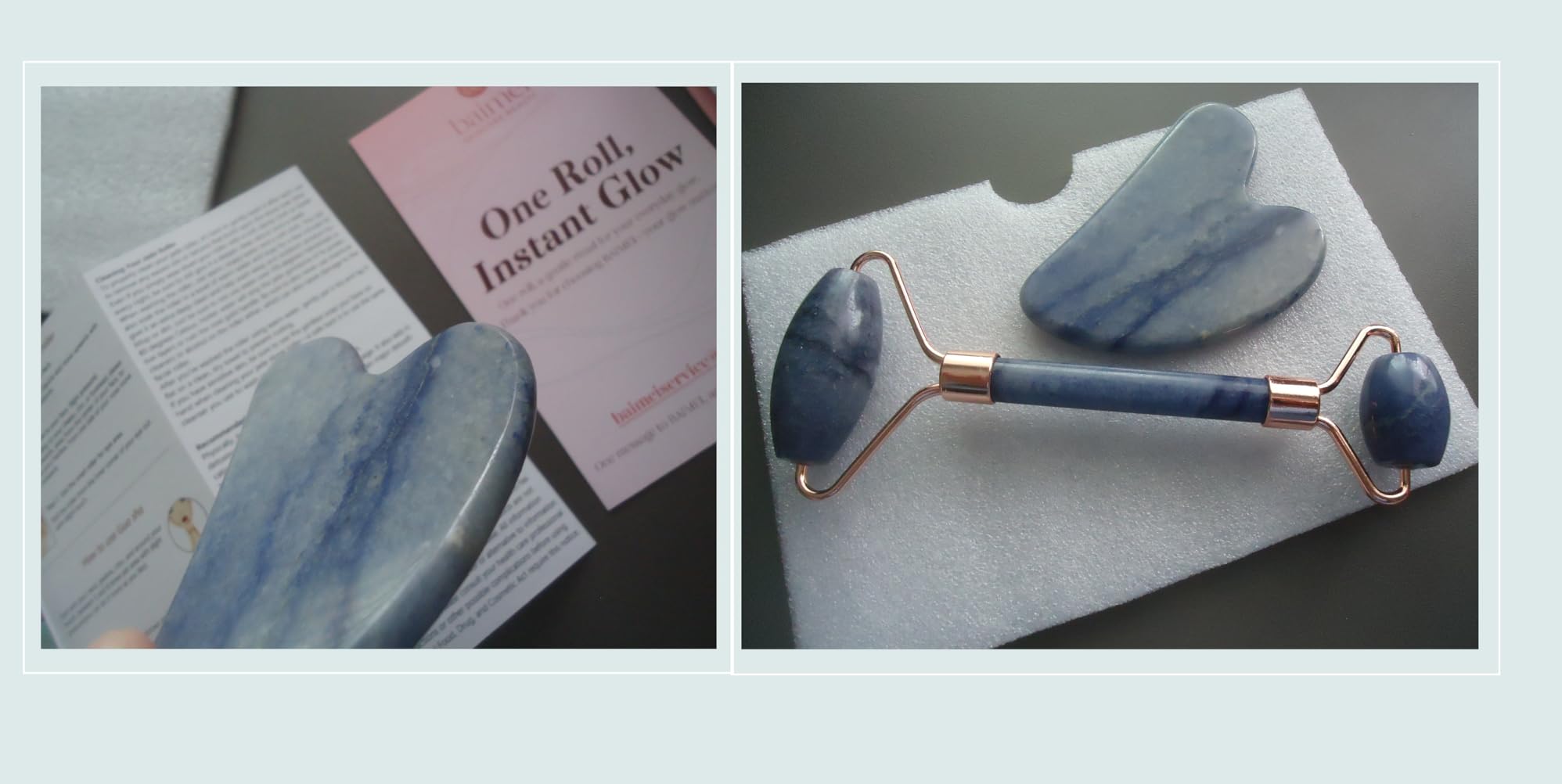 BAIMEI IcyMe Rose Quartz Roller & Gua Sha Facial Tool Set for Depuffing, Cooling Face Roller for Lymphatic Massage, Sculpting Tool for Face, Eyes & Neck, Skin Care Gifts for Women customer photo 2