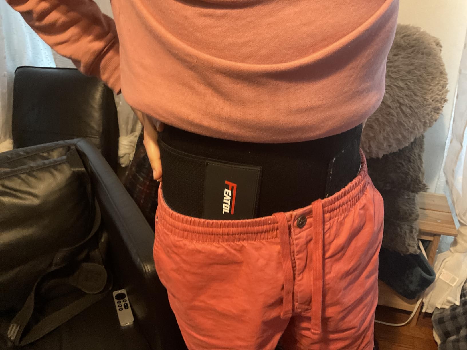 FEATOL Back Brace for Women & Men, Lower Back, Sciatica Pain Relief | Adjustable Back Support for Sciatica, Herniated Disc & Scoliosis; 4 Stays + Removable Pad customer photo 2
