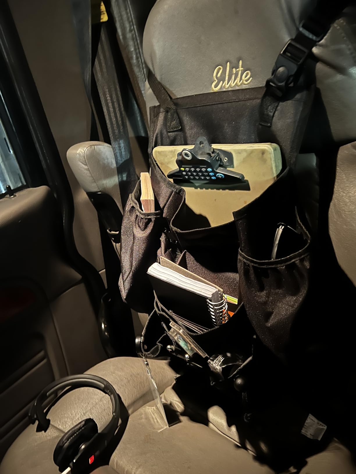 ECWKVN Car Front Seat Organizer - Car File Organizer, Passenger Seat Storage Bag Law Enforcement - Vehicle Storage with Dedicated Laptop Tablet Holder Cup Holder, Black customer photo 2