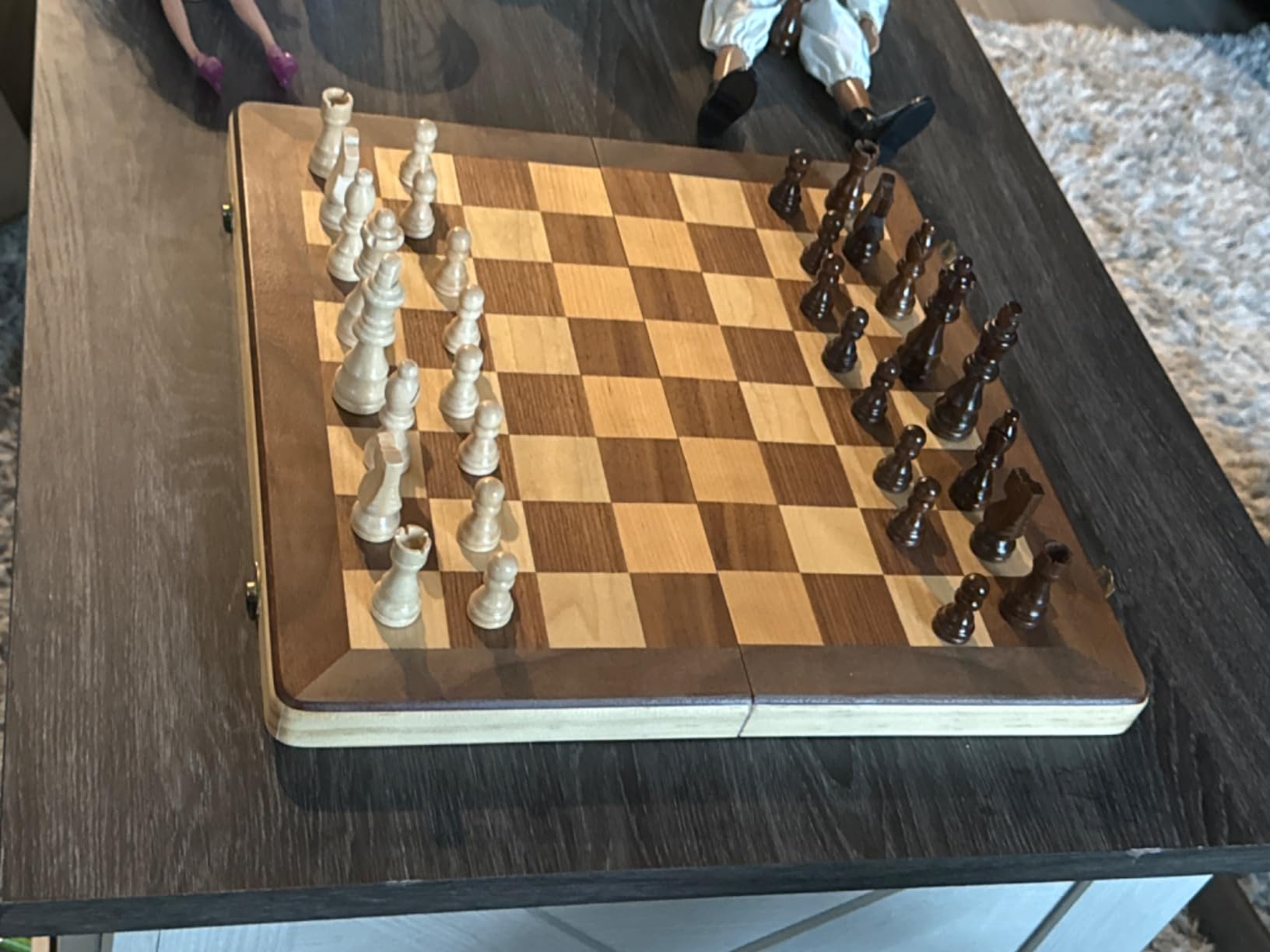 15 Inch Magnetic Wooden Chess Set for Adults & Kids with Folding Board | Travel Chess Set with Handcrafted Staunton Pieces, 2 Extra Queens and Built-In Storage Slots customer photo 2