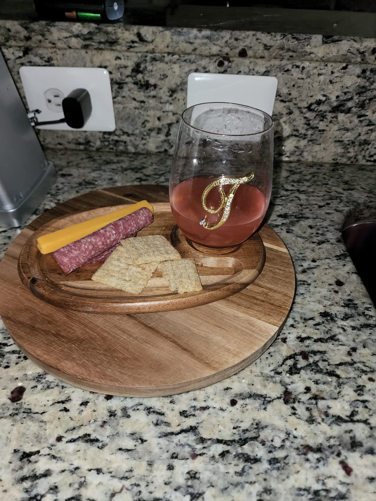 PICNIC TIME Wine Appetizer Plates, Set of 4 Wooden Cocktail Plates with Glass Holder, Mini Charcuterie Boards for Wine and Cheese Parties, Acacia Cheese Board Serving Trays (Oval - Acacia Wood) customer photo 2