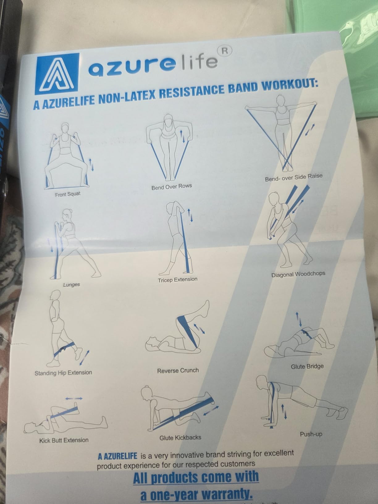 A AZURELIFE Resistance Bands,Professional Long Non-Latex Elastic Stretch Bands,Exercise Bands for Physical Therapy, Yoga, Pilates, Rehab, at-Home or The Gym Workouts, Strength Training customer photo 2