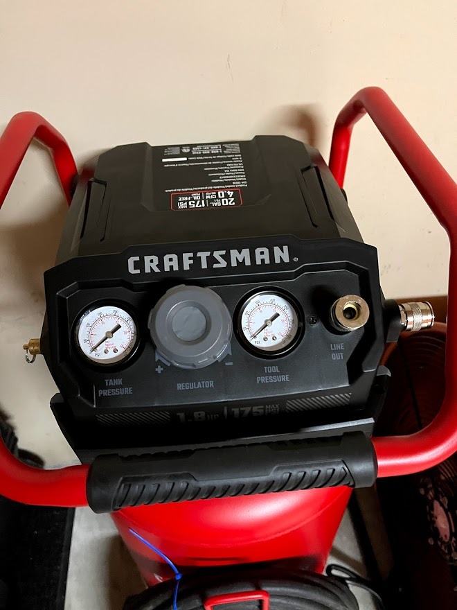 Craftsman Air Compressor, 20 Gallon Oil-Free 1.8 HP Max 175 PSI Pressure Two Quick Couplers Big Capacity, Red - CMXECXA0232043 customer photo 2