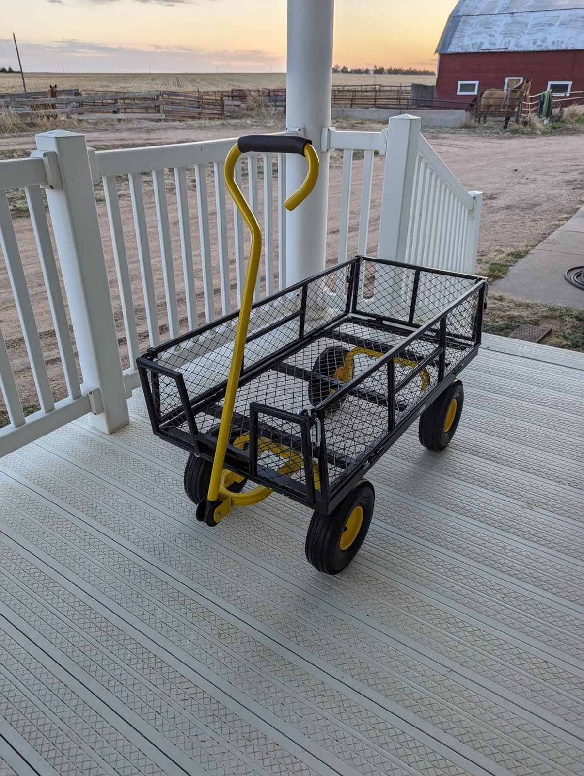 VIVOHOME Heavy Duty 880 Lbs 4.5 Cu Ft Mesh Steel Garden Cart Utility Wagon, Green customer photo 1