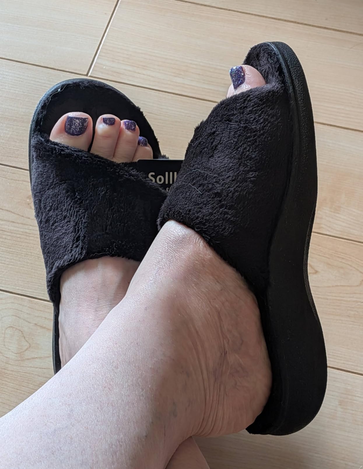SOLLBEAM Women's Plantar Fasciitis Fuzzy House Orthopedic Adjustable Slippers With Arch Support Orthotic Heel Cup Sandals For Ladies customer photo 2