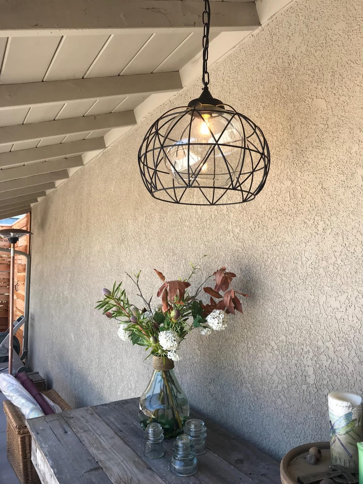 Wellmet Outdoor Pendant Light for Porch Black Lantern Chandelier Light | Black Hanging Porch Light Fixtures, Modern Outdoor Chandelier Adjustable Outside Pendant Light for Bar Hallway Entryway Foyer customer photo 1