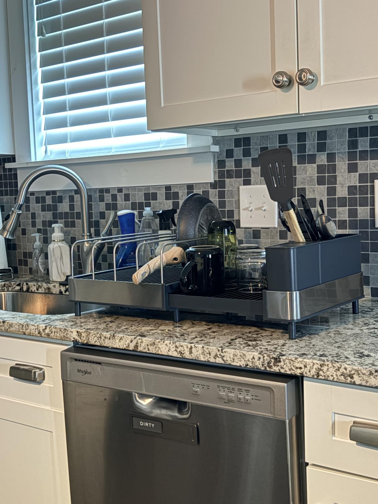 Joseph Joseph Extendable Dish Drying Rack with Dual Parts - Stainless Steel, Non-Scratch, Movable Utensil Drainer & Drainage Spout, Gray customer photo 2