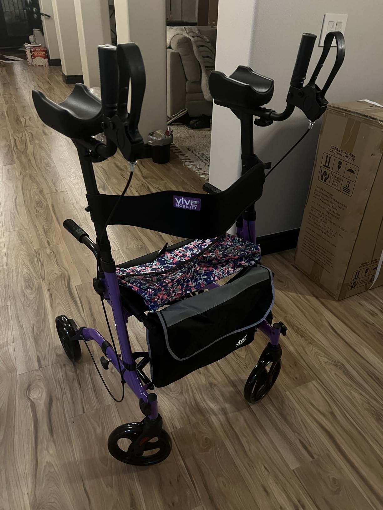 Vive Mobility Upright Walker with Seat - Stand Up Rollator, Arm Rests | Heavy Duty, Folding Medical Aid Scooter for Elderly, Seniors - Walking Assist, Foldable Transport Chair - 300 lb Capacity customer photo 1