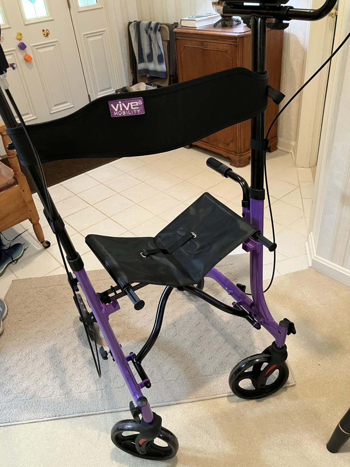 Vive Mobility Upright Walker with Seat - Stand Up Rollator, Arm Rests | Heavy Duty, Folding Medical Aid Scooter for Elderly, Seniors - Walking Assist, Foldable Transport Chair - 300 lb Capacity customer photo 2