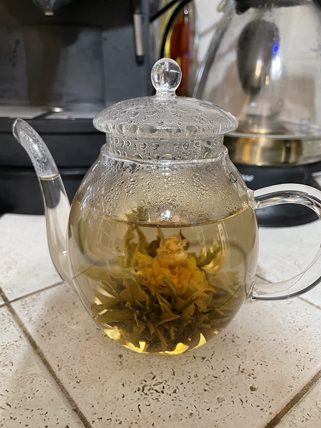 Creano Blooming Tea Gift Set with Glass Teapot 17oz (500ml) - Green Tea Fruity Flavoured Tea Flowers in 6 Varieties - Flowering Tea Gift for Easter customer photo 1