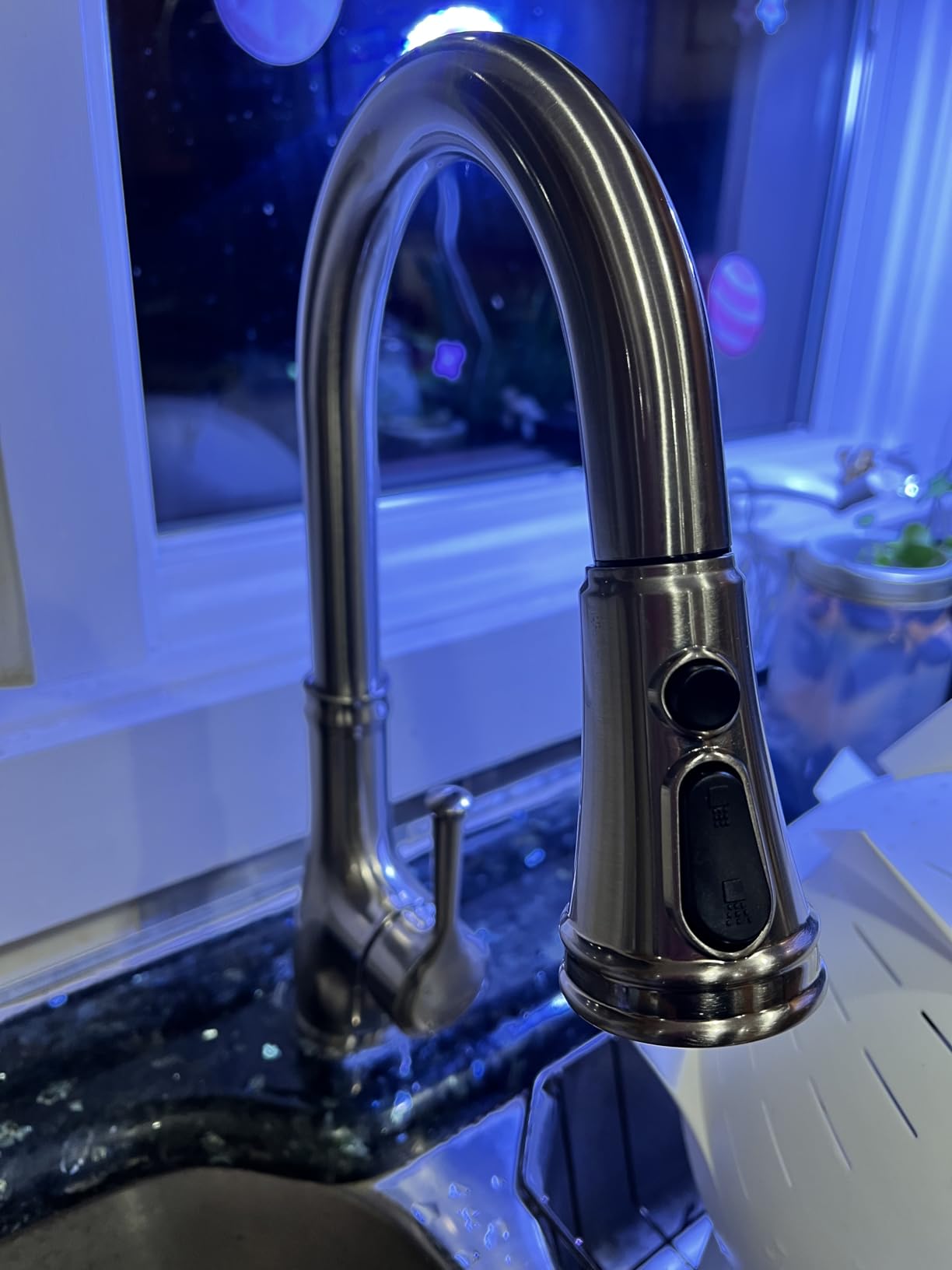 WEWE Vintage Kitchen Faucet, Pull-Down Sprayer, Brushed Nickel, High Arc | 3 Modes Sprayer, 360 Swivel, SUS304, Fits 1- or 3-Hole Sinks, 20-Inch Hose, Ceramic Cartridge, Fits Bar & Prep Sinks customer photo 2