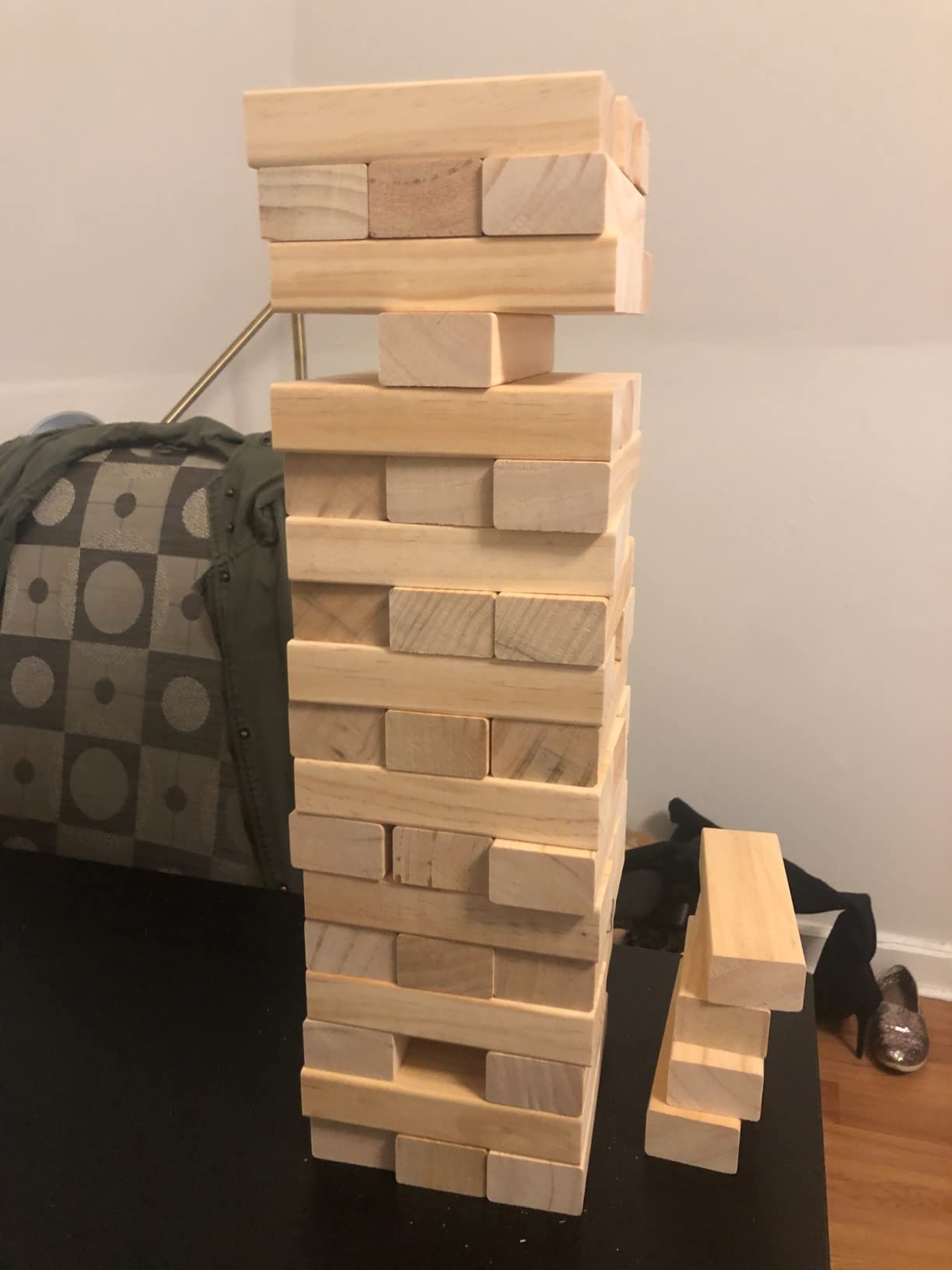ApudArmis Giant Tumble Tower, 54 PCS Pine Stacking Outdoor Game 4.2FT | Pine wood, smooth & lightweight. Anti-crack. Includes dice & bag. Perfect beach & backyard stacking game for teens and family customer photo 1