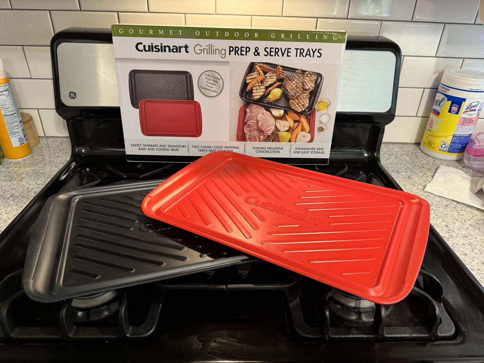 Cuisinart Grilling Prep and Serving Tray, Dishwasher-Safe, 2-Pc Nesting Set | 17-in x 10.5-in food tray set for prepping and serving, shatter-resistant melamine design fits 6 burgers, CPK-200 customer photo 1