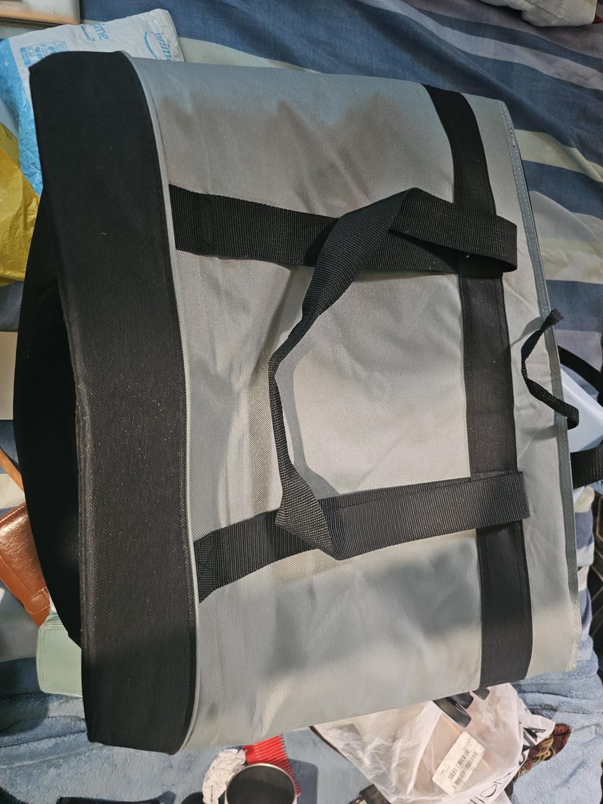 Jumbo Insulated Cooler Bag, Heavy Duty Soft Insulated Grocery Bag, Charcoal | Thermal insulation keeps food warm or cold, convertible handles to carry sideways for pizza, delivery bag, beach, travel. customer photo 1