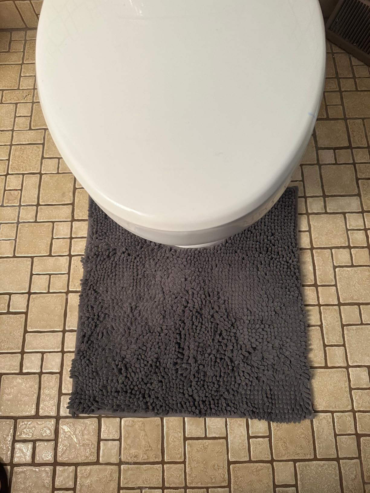LuxUrux Luxury Chenille Bathroom Rugs - 2-Piece Set, Soft Plush Anti-Slip Bath Mat + U-Shaped Toilet Mat. Super Absorbent, Perfect for Bathroom Decor. (36'' X 24'' + 24'' x 20'' U, Birch) customer photo 1