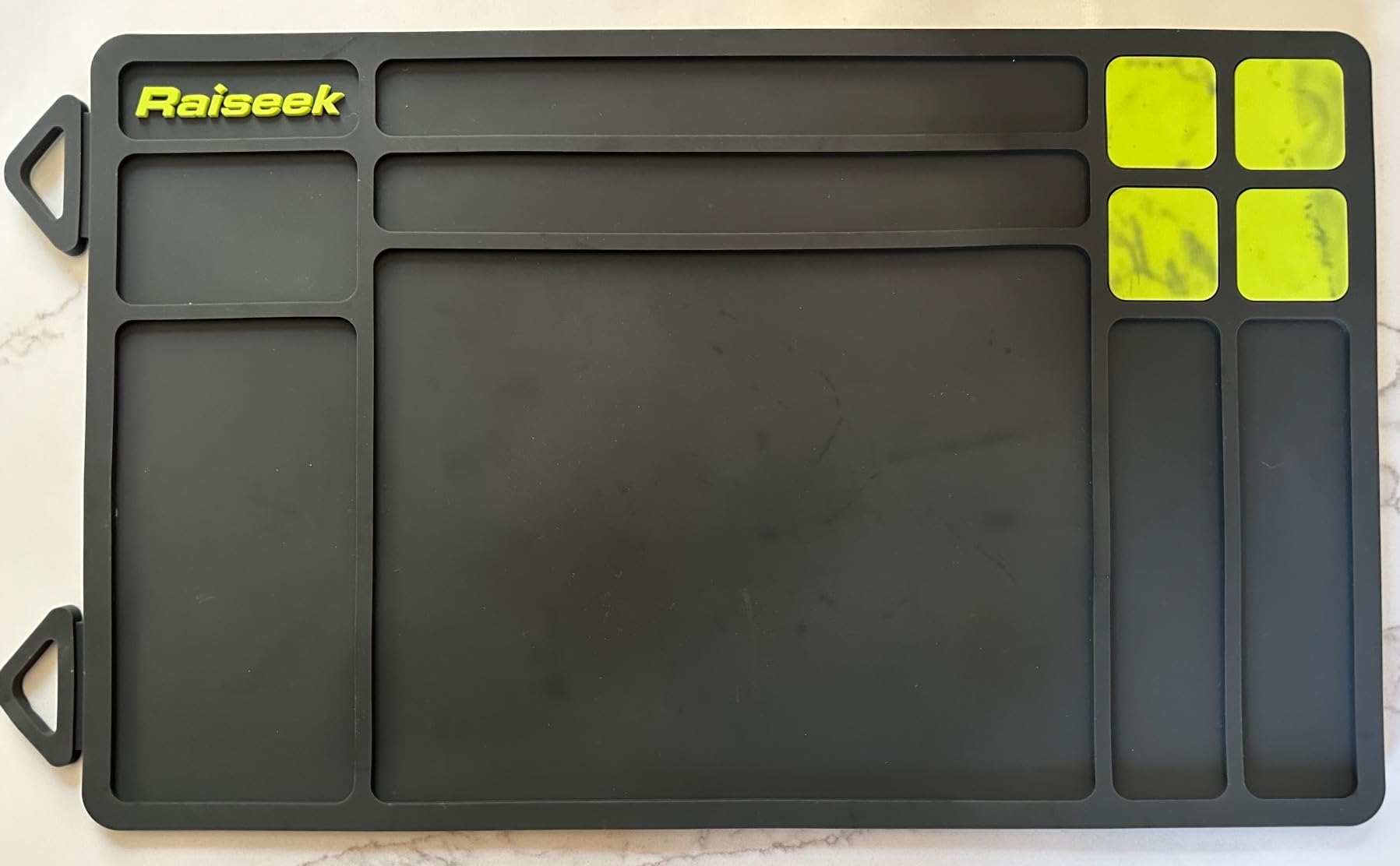 Raiseek Gun Cleaning Mat, Anti-Slip Rubberized Pistol Mat, Magnetic Maintenance Mat with Organizer Parts Tray, Protective Workbench Mat for Gun Cleaning customer photo 2