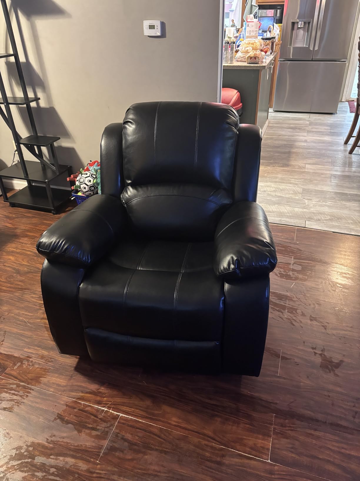 Betsy Furniture 3PC Faux Leather Reclining Couch Set, Living Room Furniture Set, Sofa, Loveseat, Glider, 8018 Multiple Colors (Gray, Sofa+Loveseat+Chair) customer photo 1