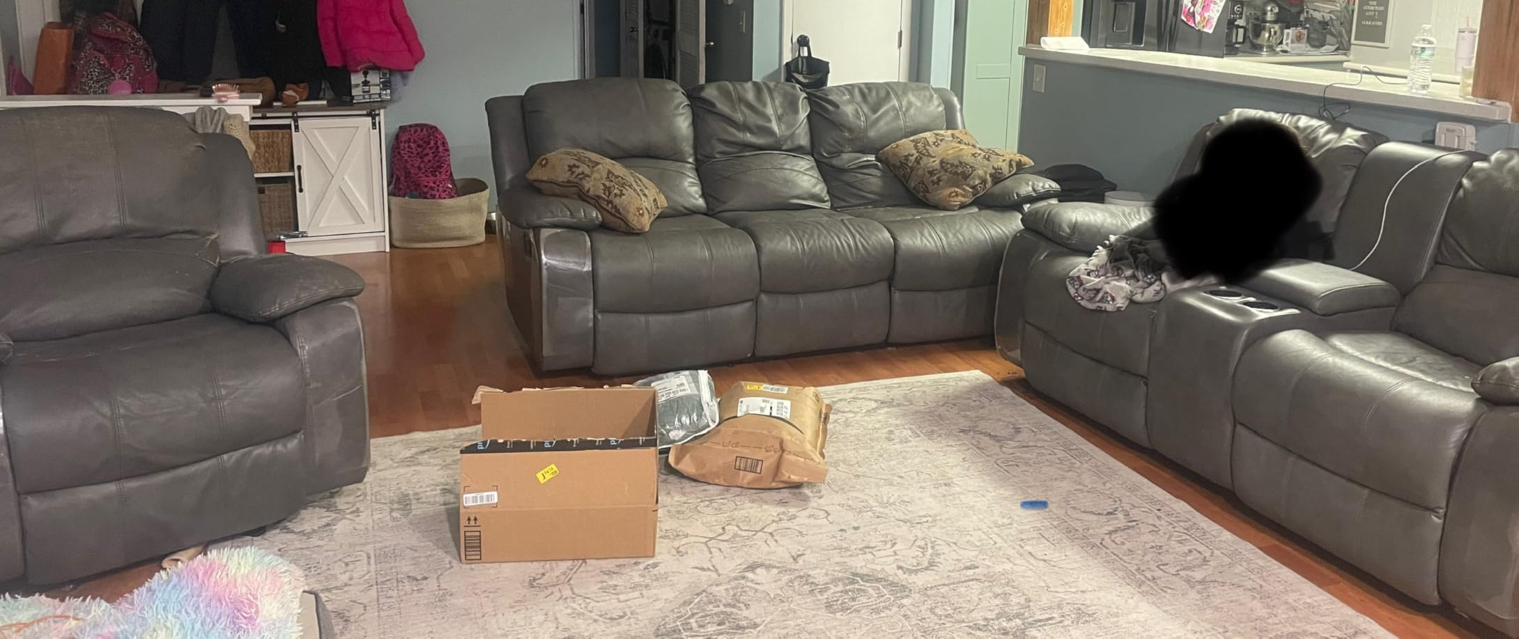 Betsy Furniture 3PC Faux Leather Reclining Couch Set, Living Room Furniture Set, Sofa, Loveseat, Glider, 8018 Multiple Colors (Gray, Sofa+Loveseat+Chair) customer photo 2