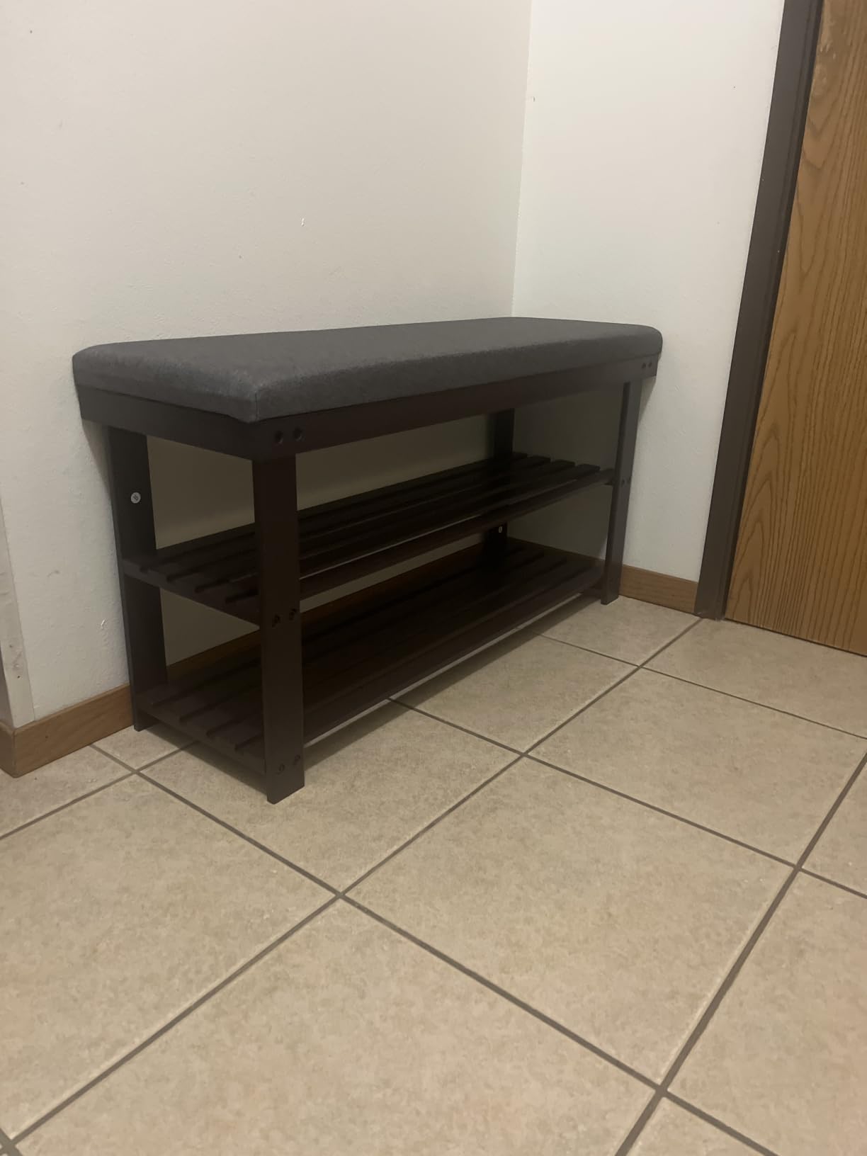 SONGMICS Bamboo Shoe Bench, 3-Tier Shoe Rack, 11.9 x 28.3 x 19.2 Inches customer photo 1