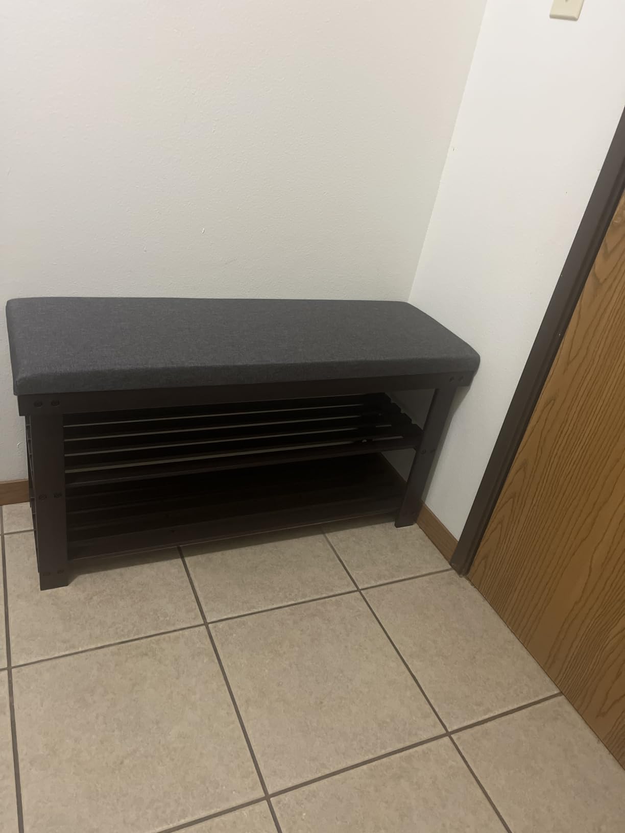 SONGMICS Bamboo Shoe Bench, 3-Tier Shoe Rack, 11.9 x 28.3 x 19.2 Inches customer photo 2