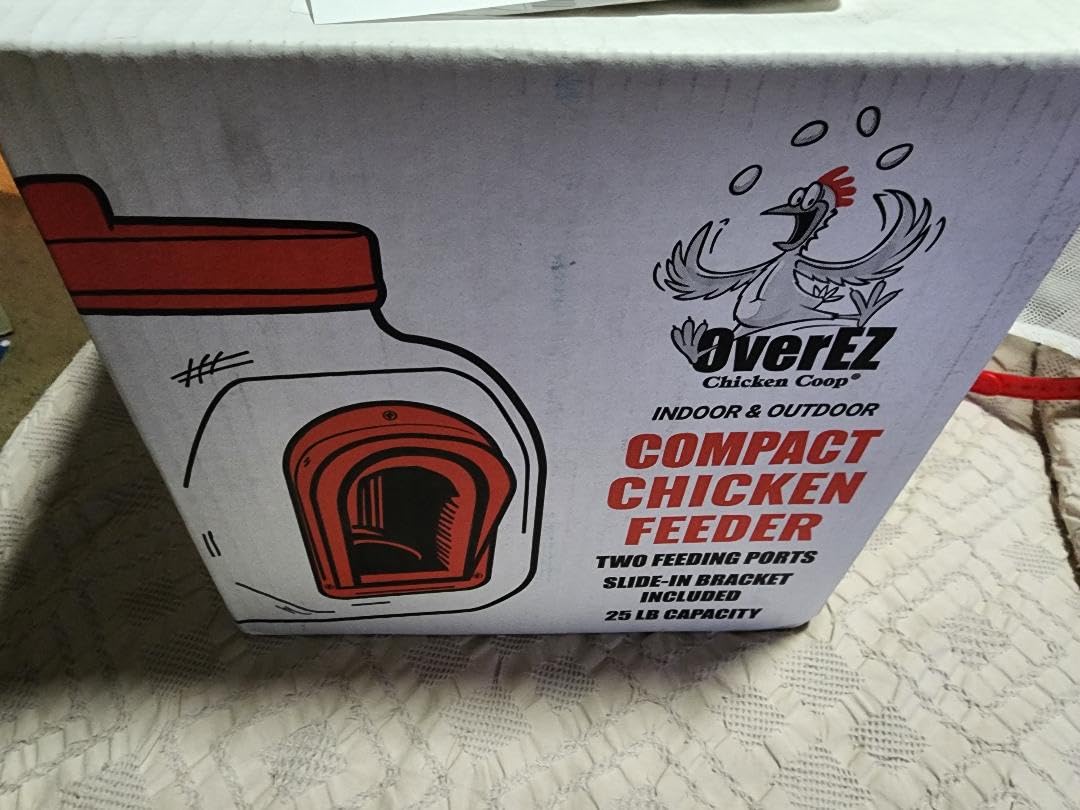 OverEZ Chicken Feeder - Holds 50 Pounds of Feed - Inside or Outside Hen Coop - Large Gravity Fed Automatic Poultry Dispenser - No Waste Rainproof Design customer photo 2