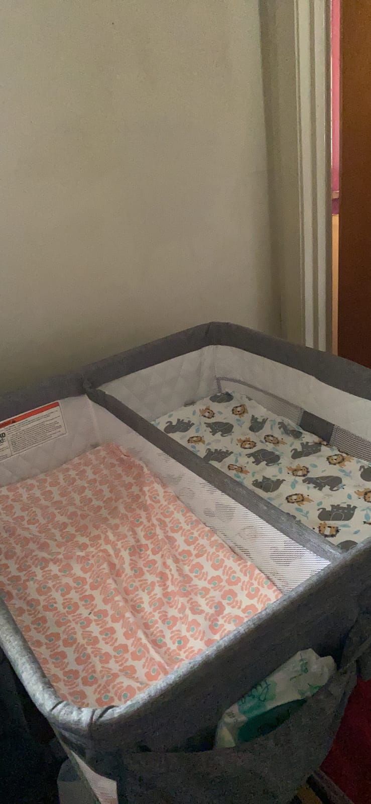 Simmons Kids By The Bed City Sleeper Bassinet for Twins - Adjustable Height Portable Crib with Wheels & Airflow Mesh, Grey Tweed customer photo 1