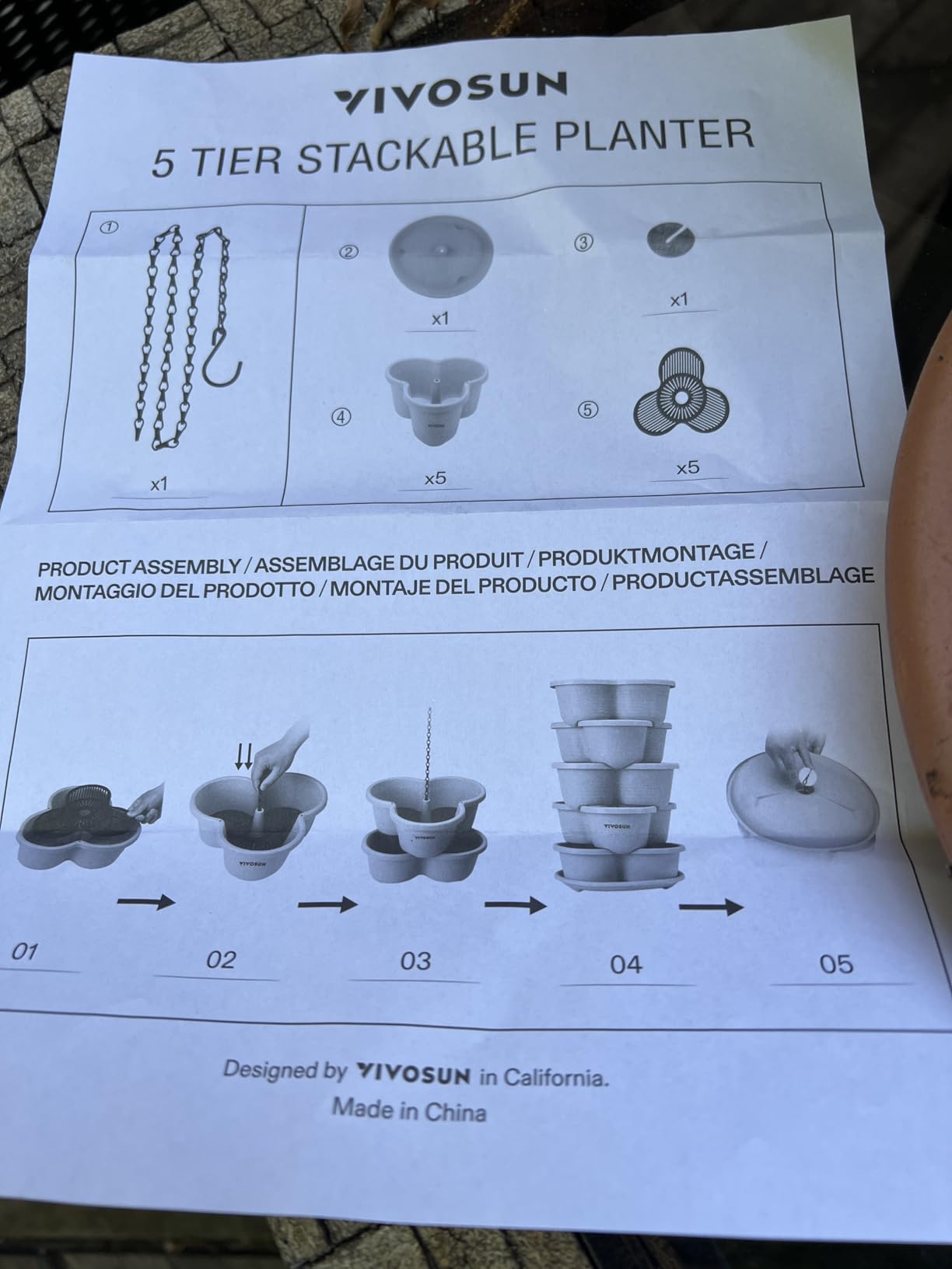 VIVOSUN 5 Tier Vertical Gardening Stackable Planter for Flowers, Ivory | Planter for Herbs, Vegetable customer photo 2