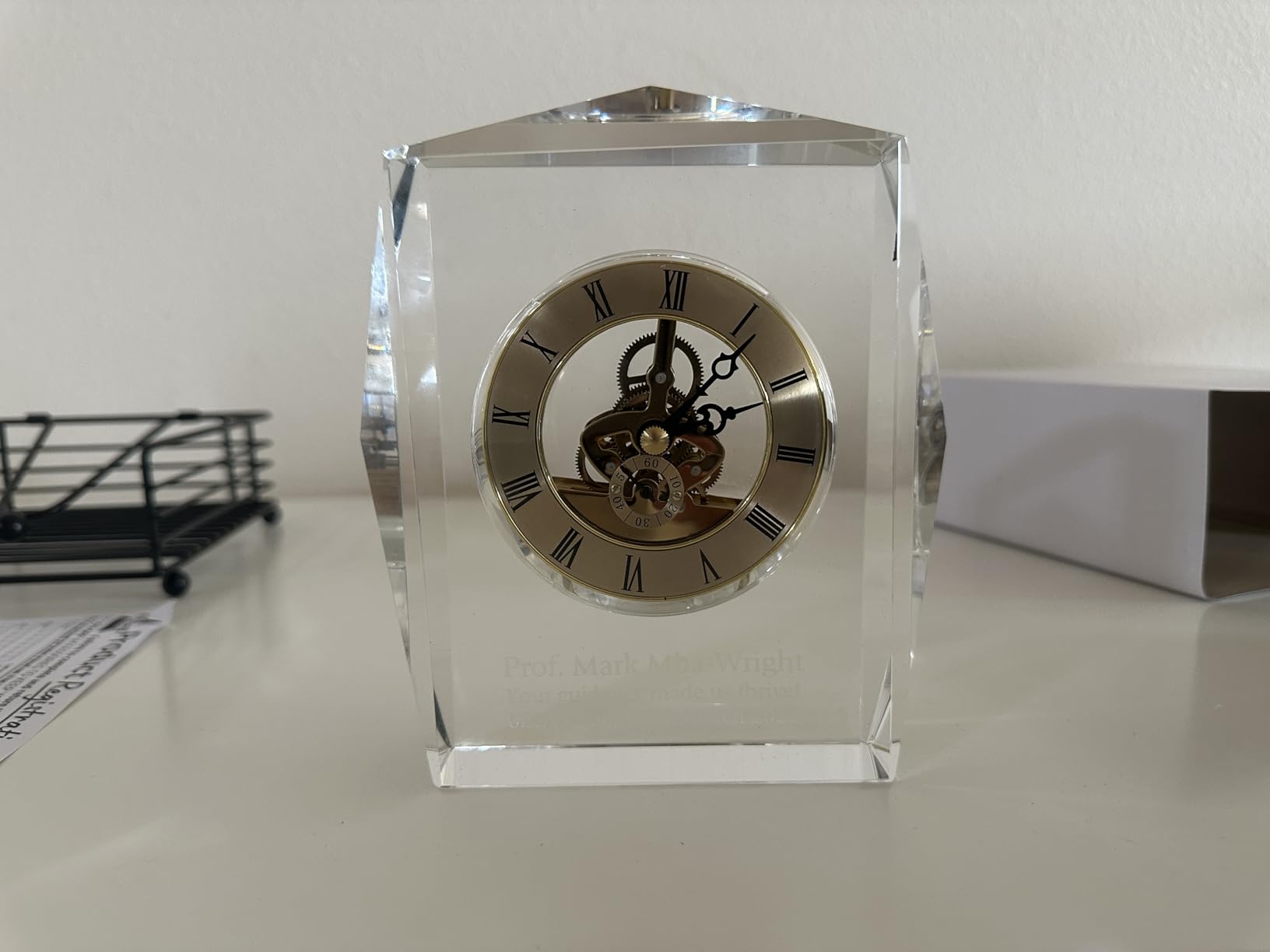 Baudville Executive Gold Crystal Clock Award for Employee Recognition | Custom Engraving with Up to 3 Lines of Personalized Text customer photo 1