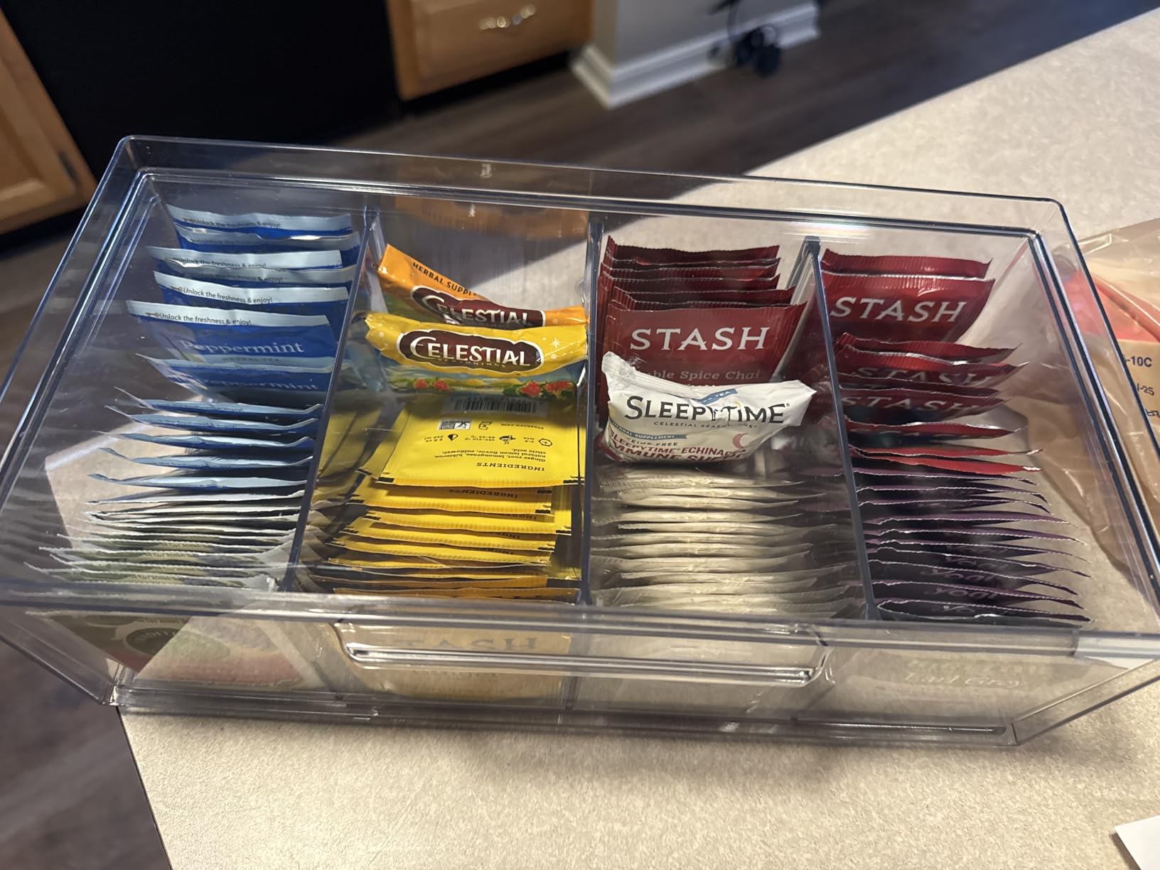 iDesign XL Tea Bag Organizer, Clear, 4-Section customer photo 2