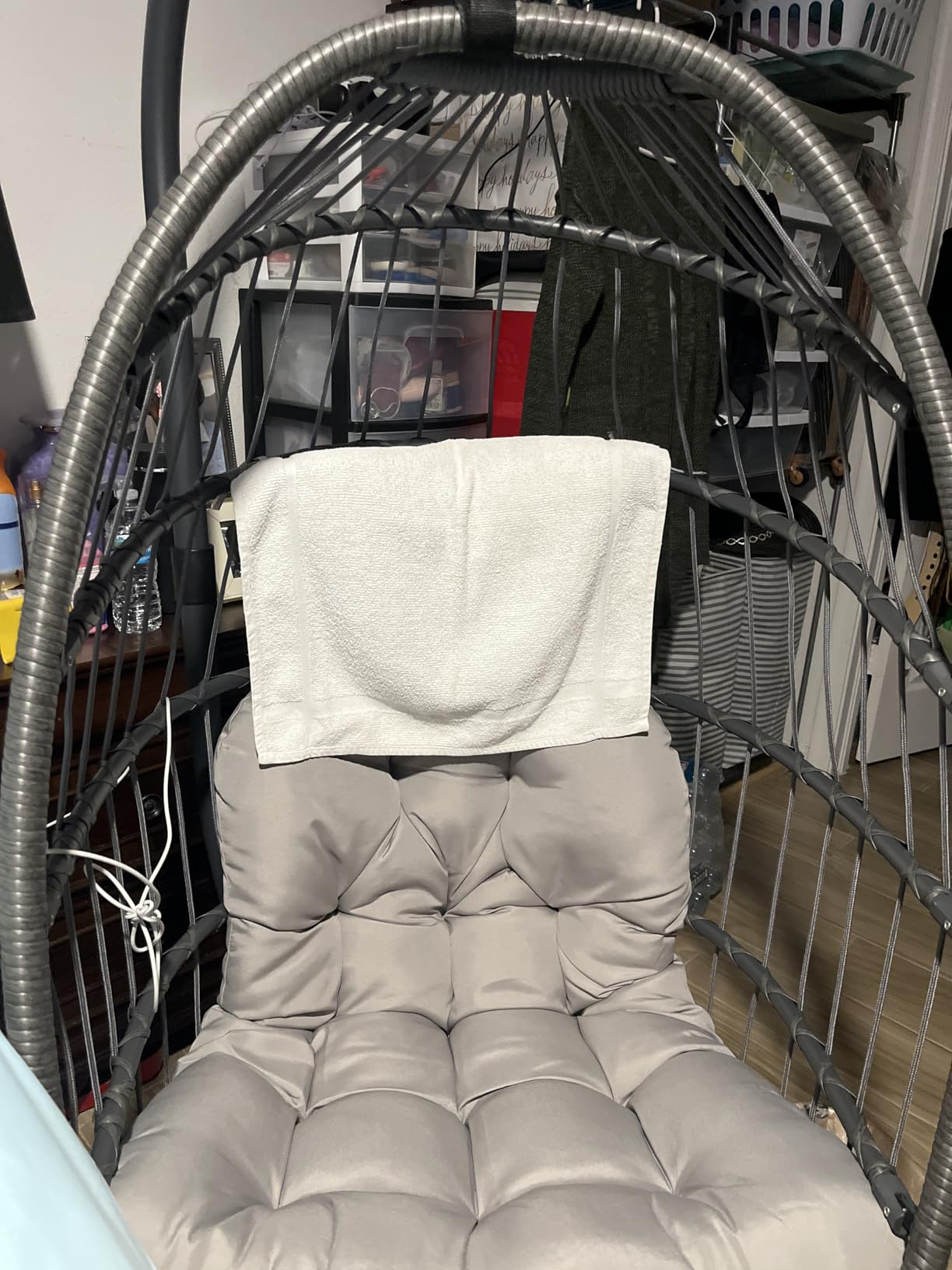 Brafab Swing Egg Chair with Steel Stand for Indoor Outdoor Patio Porch | Wicker Egg Swing Chair with Aluminum-Steel Frame and UV Resistant Cushion, Patio Lounge Hammock Chairs 370LBS Capacity customer photo 1
