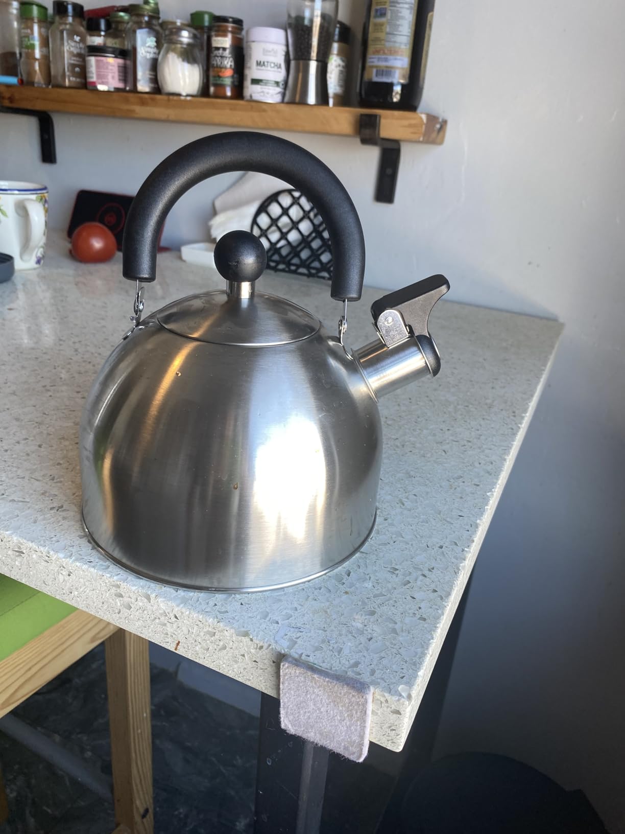 Primula Stewart Whistling Tea Kettle for Stovetop, Stainless Steel Stove Top Kettle with Fast Boil Whistling Spout and Cool Touch Folding Handle, 1.5-Quart, Brushed Silver with Black Handle customer photo 2