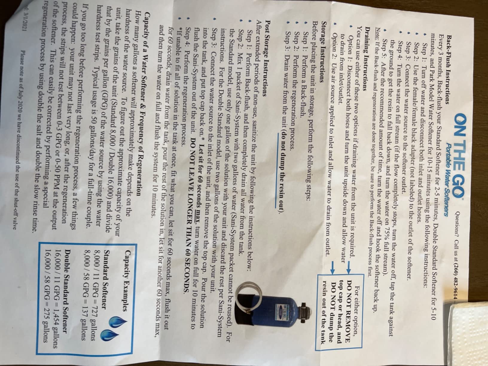 On The Go OTG4-VM-DBLSOFT Portable Compact Double Standard 16,000 Grain Water Softener with Drinking Water Safe Brass Fittings (NOT made in China, assembled by U.S. Workers in Indiana) customer photo 2