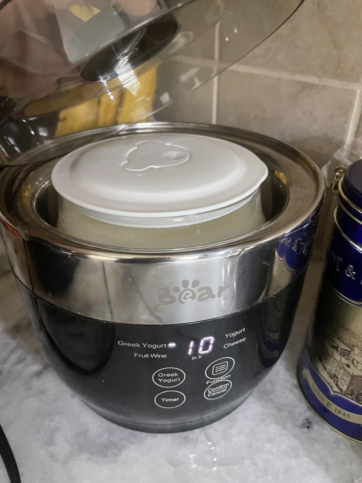 Bear Yogurt Maker, Greek Yogurt Maker Machine with Strainer&Timer Control | Stainless Steel Inner Pot, Automatic Digital with 2 Glass Jars 1 Quart for Home Organic Yogurt, Cheese, Fruit Wine customer photo 2