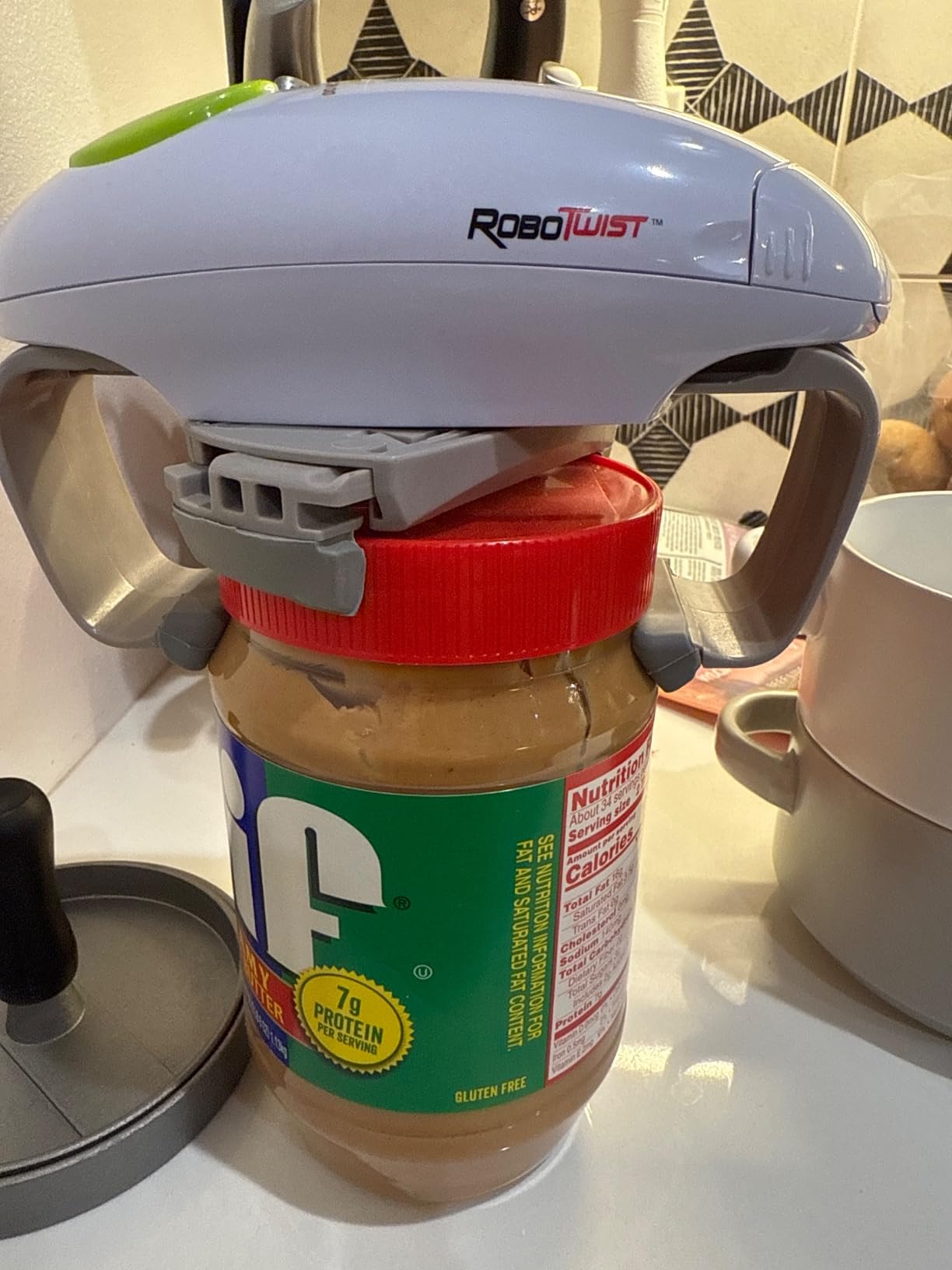 Robotwist Automatic Jar Opener Deluxe Model with Improved Torque | Electric, One Touch Hands Free for Seniors with Arthritis or Weak Hands, Fits All Jars 1.2-3.5 in customer photo 1