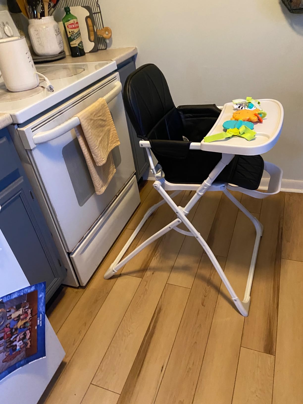 Primo PopUp Folding High Chair for Baby Age 6 to 36 Months - Taupe Folding Beach Style High Chair with Removable Dishwasher Safe Tray, 3pt Safety Harness, Leatherette Seat - Space Saving Design customer photo 1