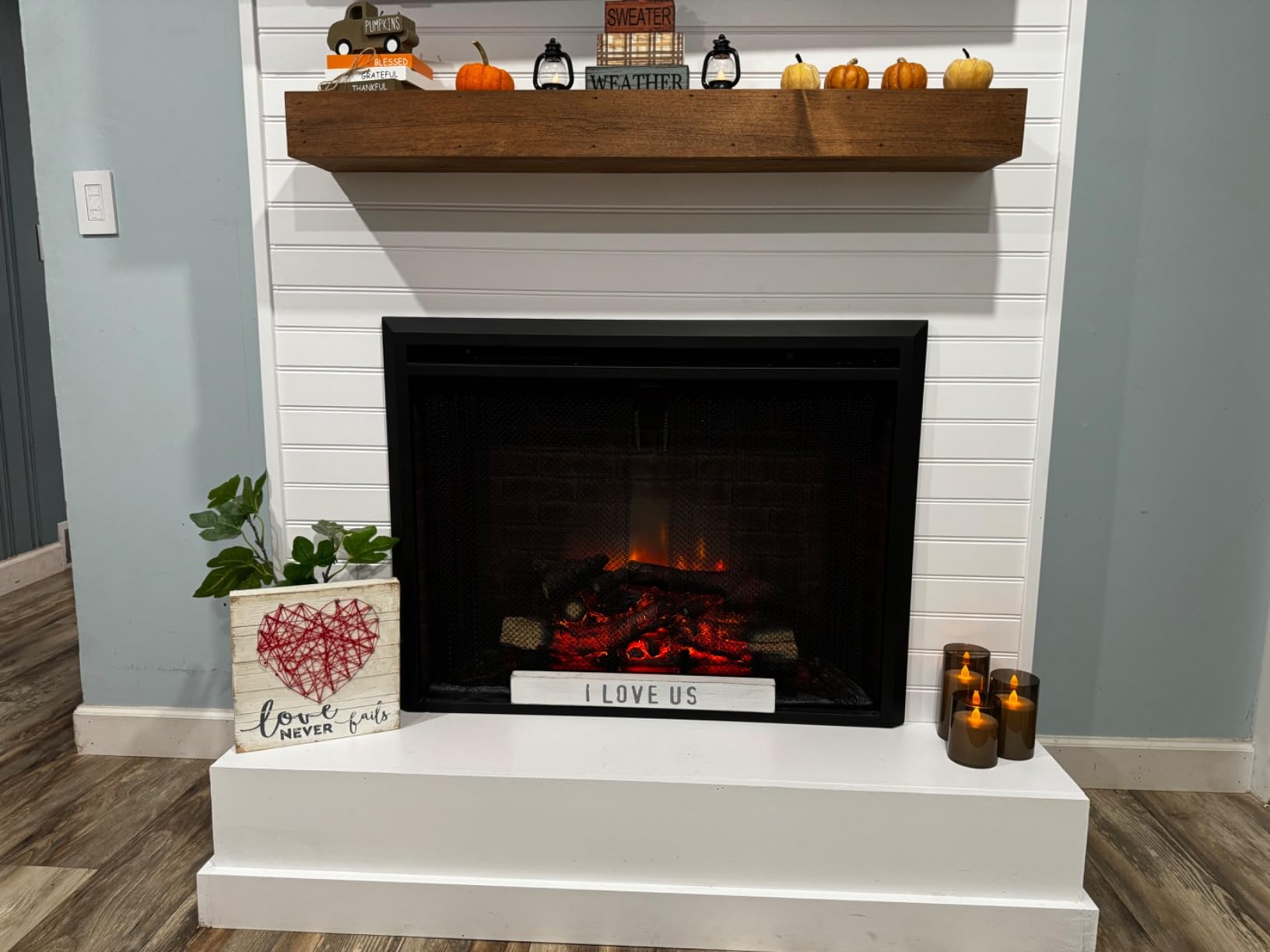 PuraFlame Klaus Electric Fireplace Insert with Fire Crackling Sound, Glass Door and Mesh Screen, 750/1500W, Black, 33 1/16 Inches Wide, 25 9/16 Inches High customer photo 1