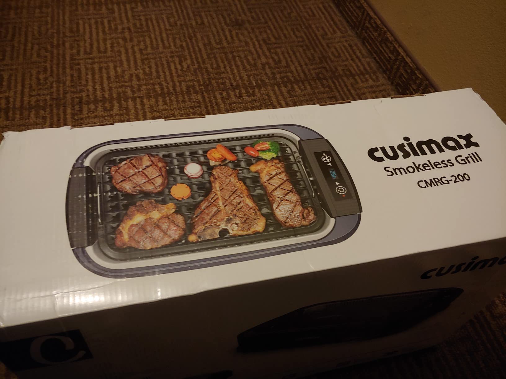 Indoor Grill CUSIMAX Electric Smokeless Grill Portable Korean BBQ, Blue | with Turbo Smoke Extractor Technology, Adjustable Temperature, Non-stick Removable Plate, Tempered Glass Lid, Great for Party customer photo 1