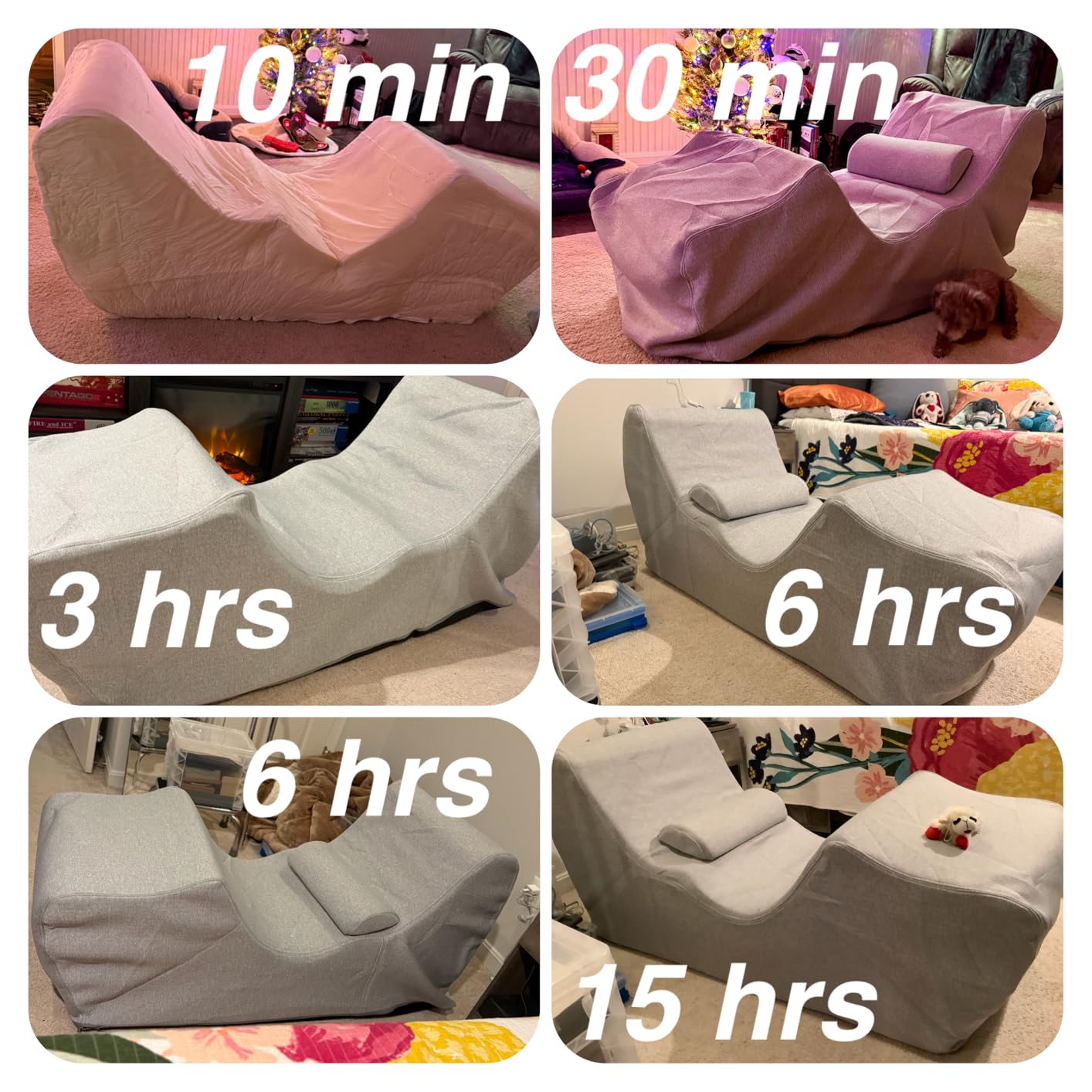 Zinus Lotus Zero Gravity Chaise Lounger, Foam Recliner for Living Room, Ergonomic Positioning for Better Relaxation, Pillow Included, No Assembly, Light Grey customer photo 1