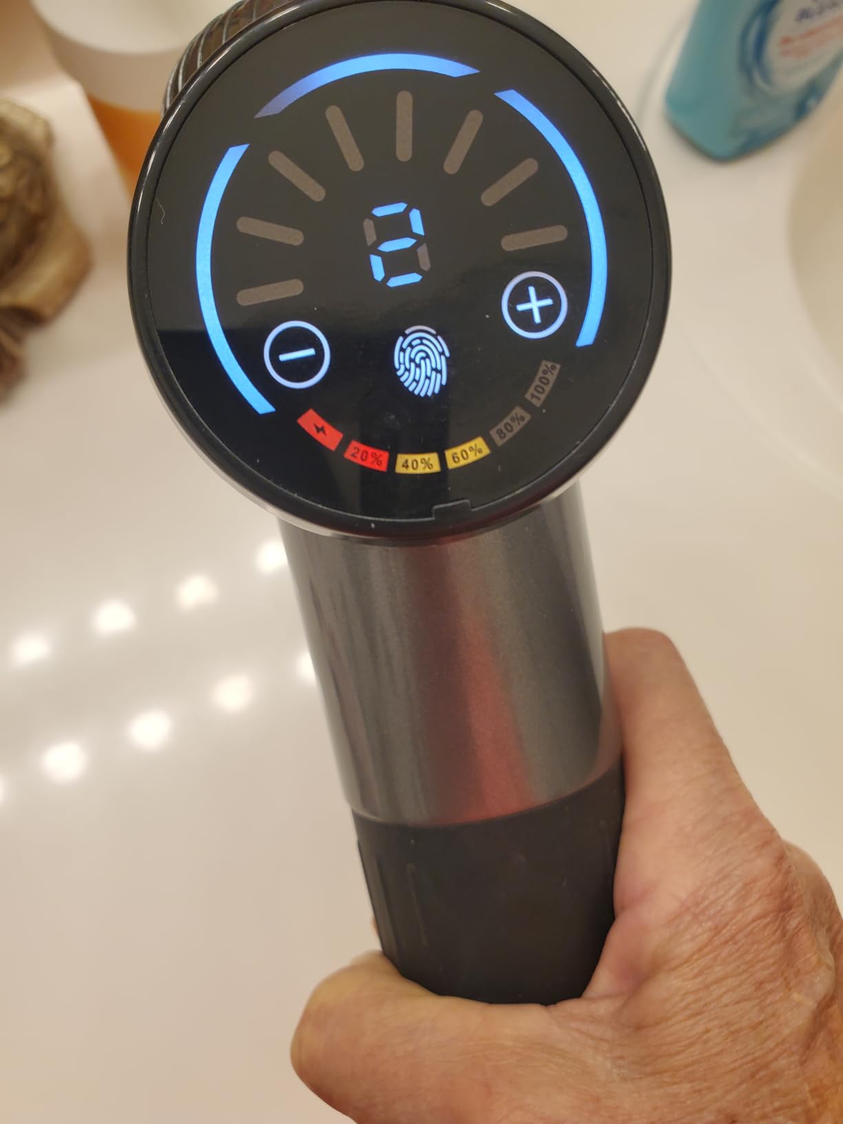 TOLOCO Massage Gun, Deep Tissue Back Massage for Athletes for Pain Relief, Percussion Massager with 10 Massages Heads & Silent Brushless Motor, Fathers Day Dad Gifts, Grey customer photo 1